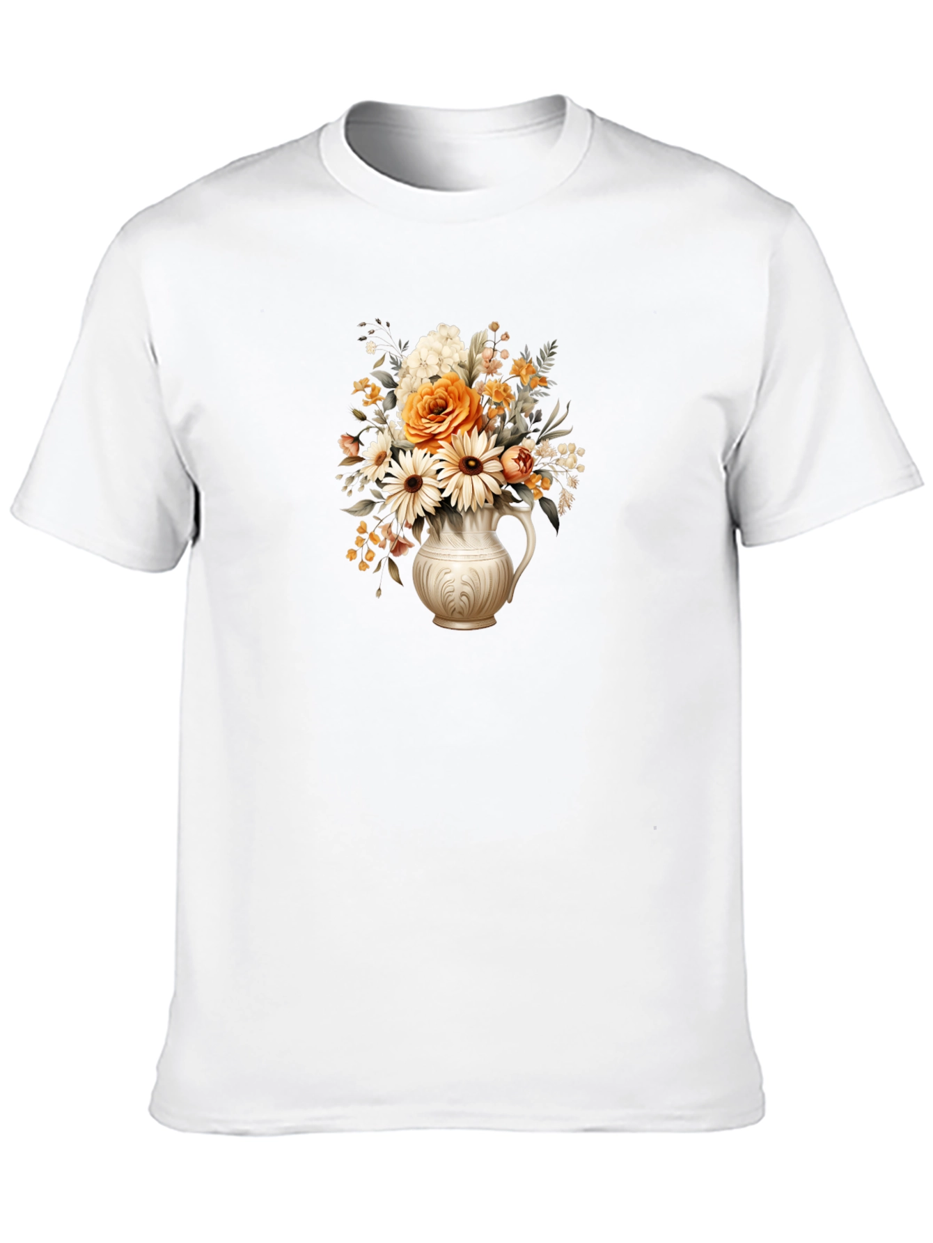 Black Floral Vase Graphic Tee - Stylish Black T-Shirt view 10