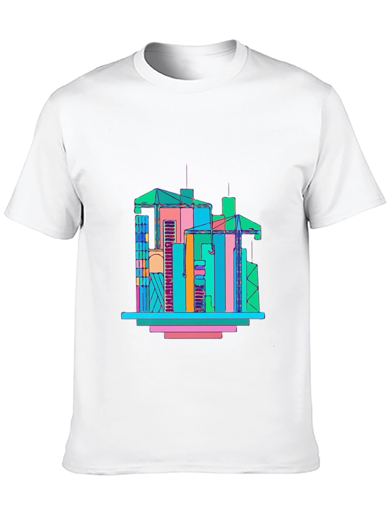 Black Abstract Building Graphic T-Shirt - Men's Black Tee view 10