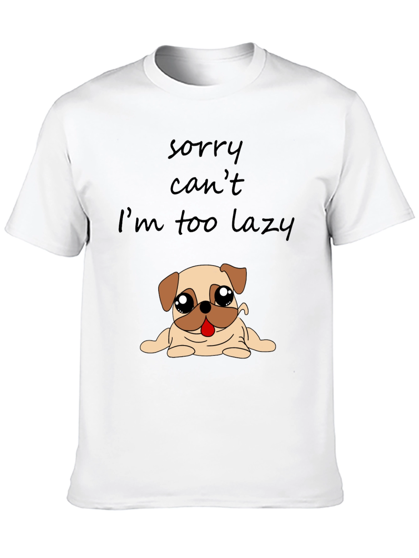 Black Lazy Pug Graphic T-Shirt - Funny Dog Lover Tee view 10