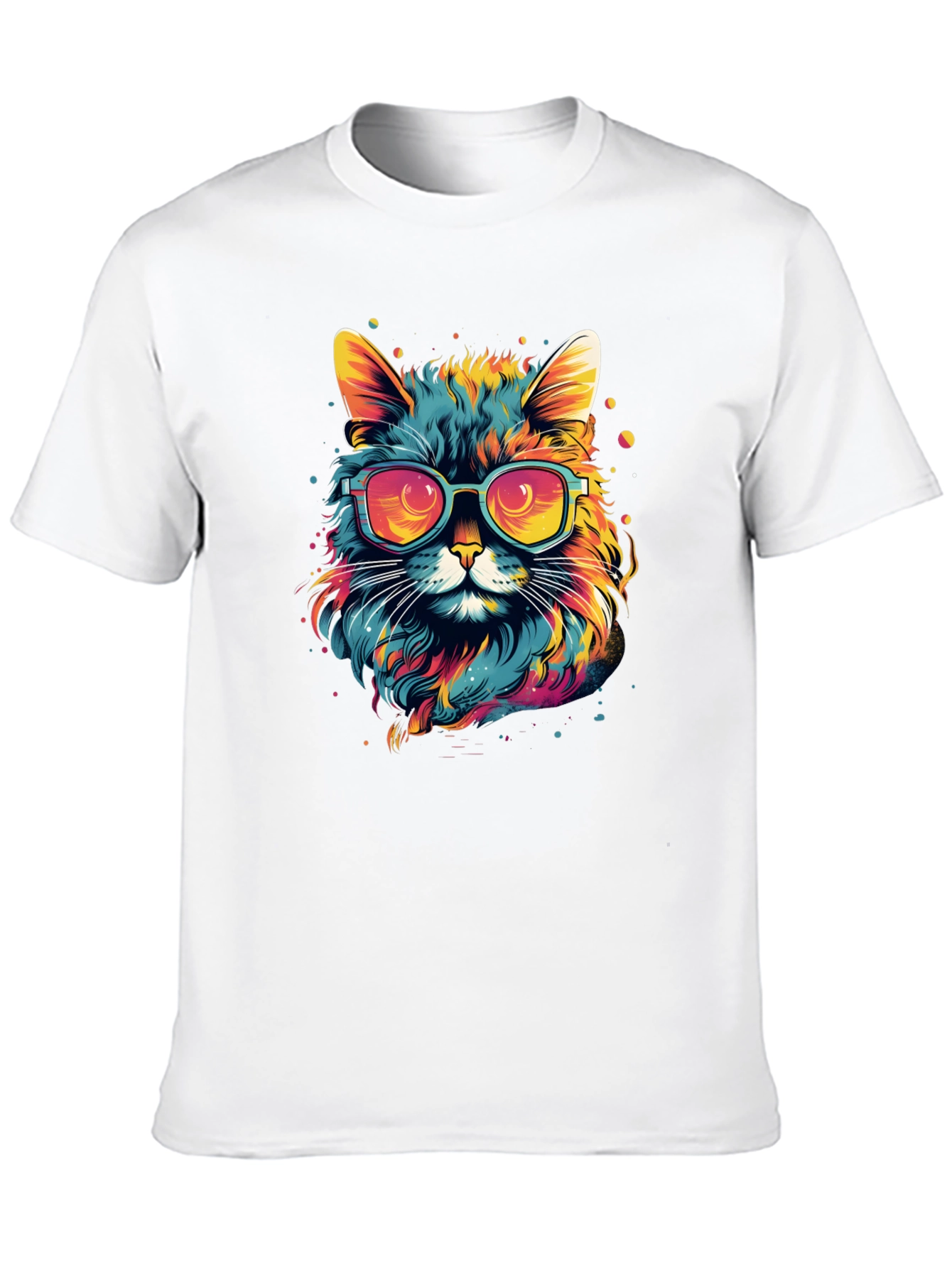 Black Cool Cat Graphic T-Shirt - Colorful Design view 10