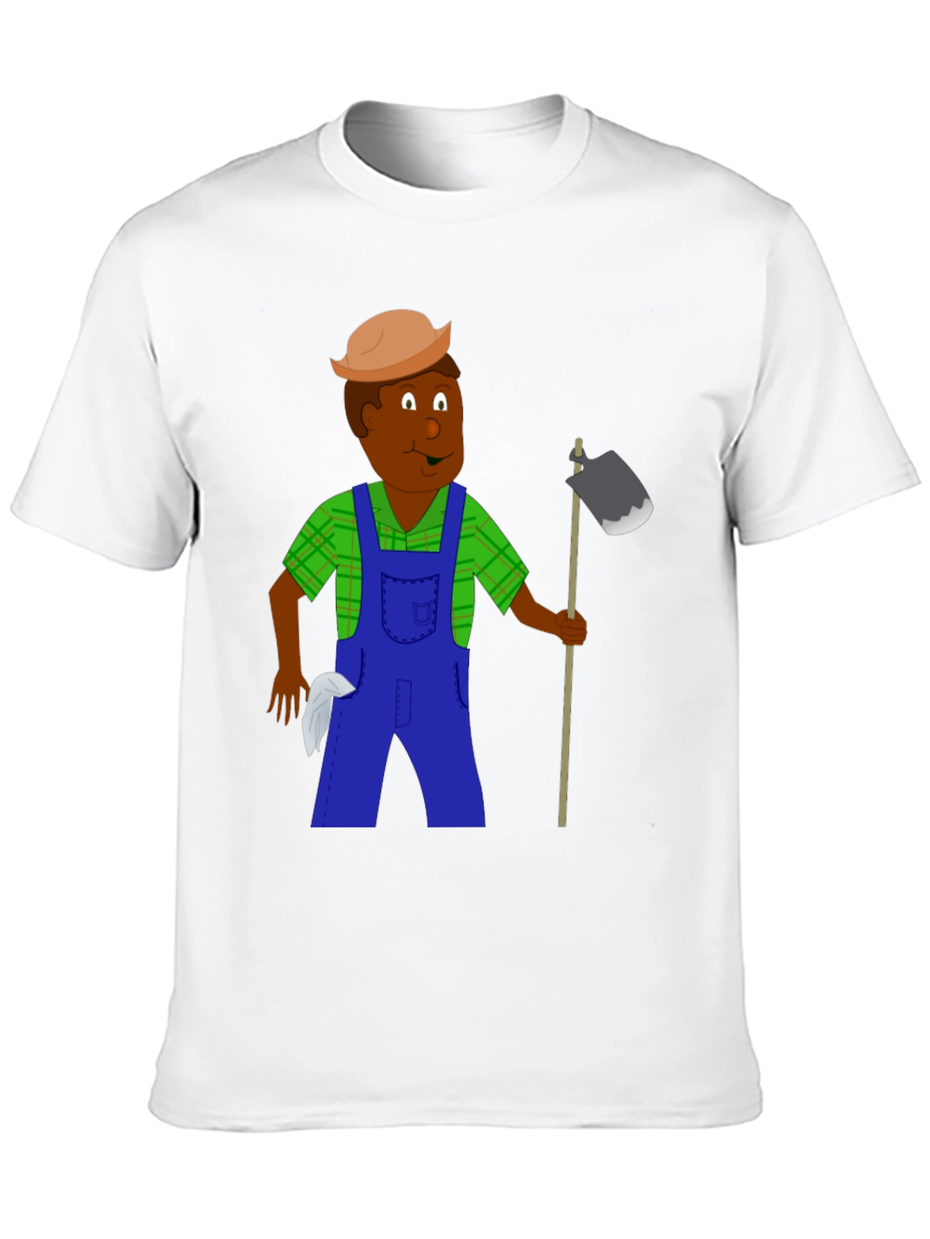 Black Cartoon Farmer Graphic Tee - Black Unisex T-Shirt view 10