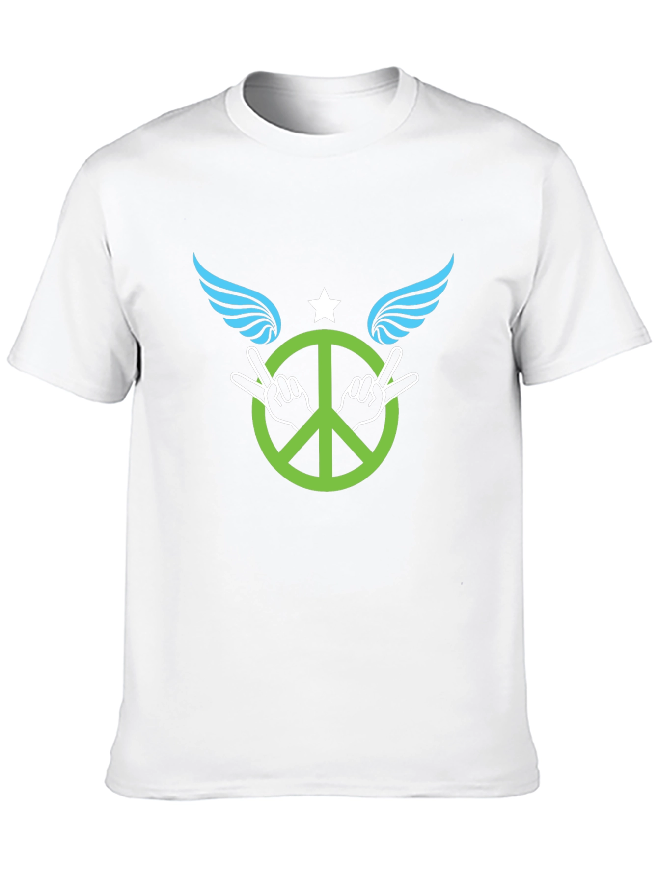 Black Peace Sign with Wings Graphic T-Shirt - Black view 10