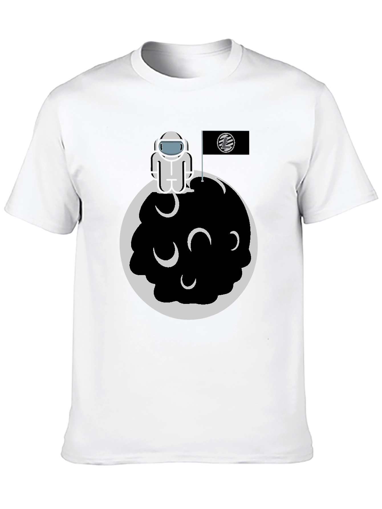 Black Astronaut on Moon Graphic Tee - Black Cotton Blend view 10