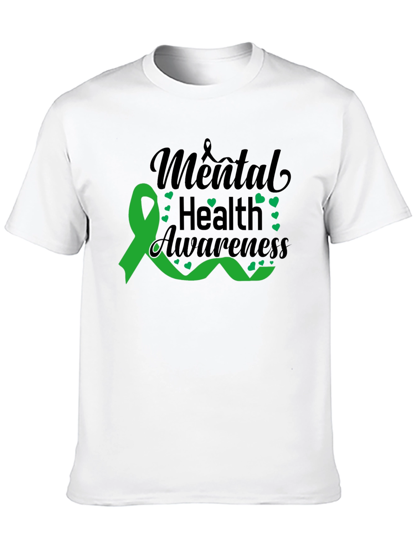 Black Mental Health Awareness Ribbon Graphic T-Shirt view 10
