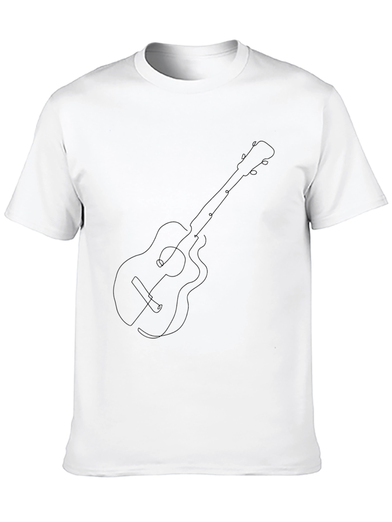 Black Guitar Line Art Graphic Tee - Black Cotton Blend view 10