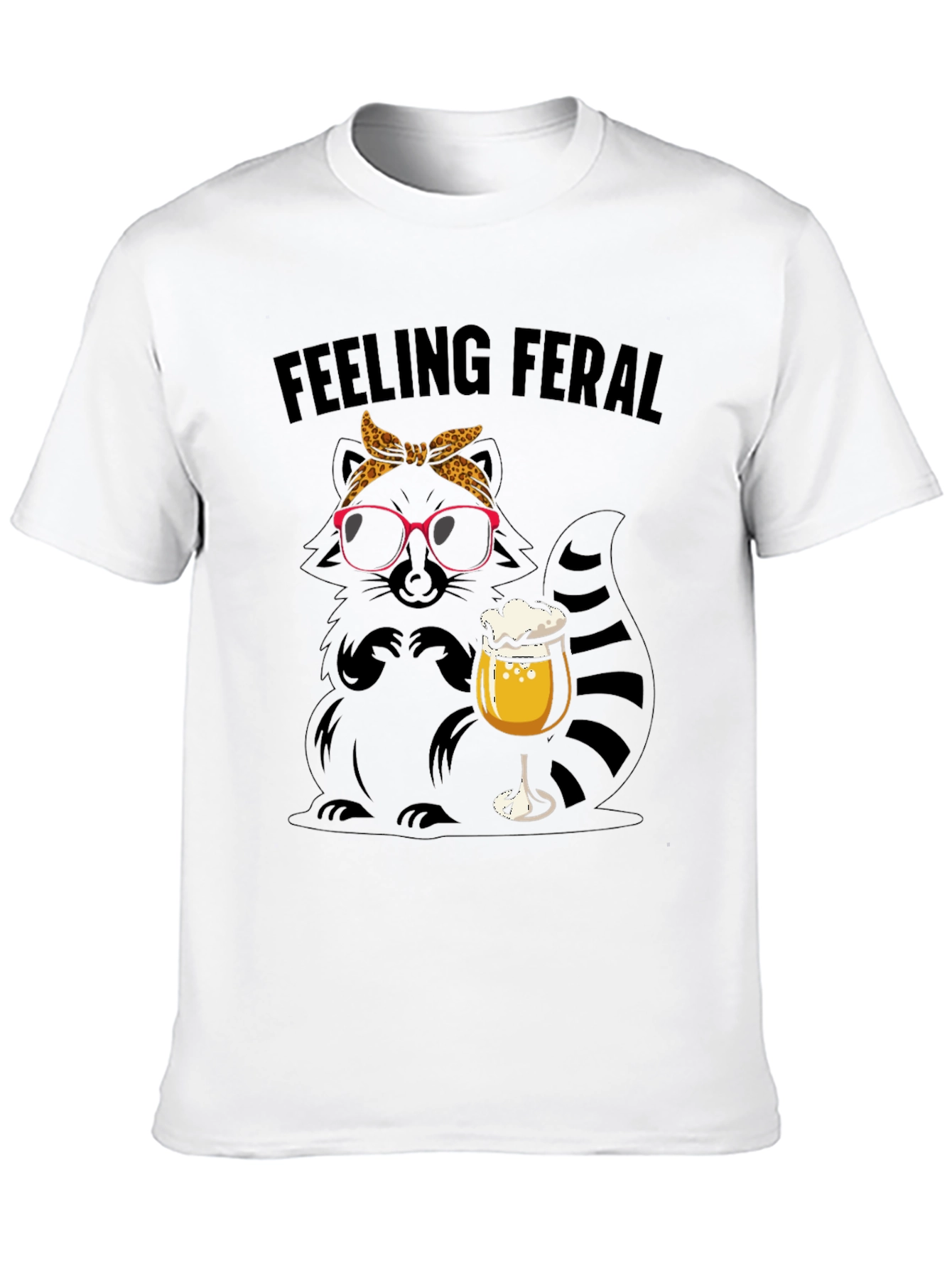 Black Feeling Feral Raccoon Beer T-Shirt view 10