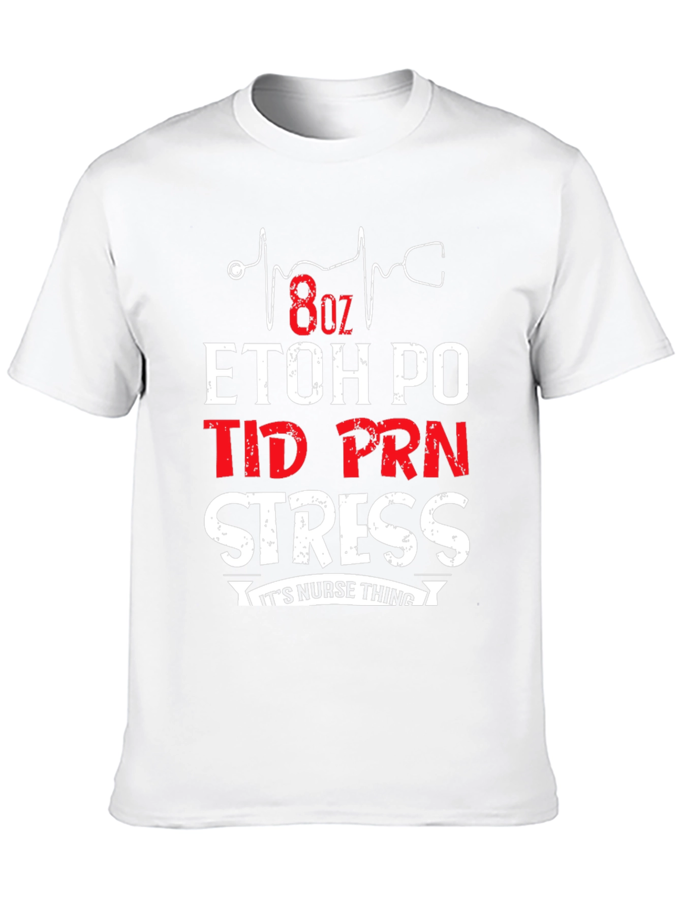 Black Nurse Humor T-Shirt: 8oz ETOH PO TID PRN Stress view 10
