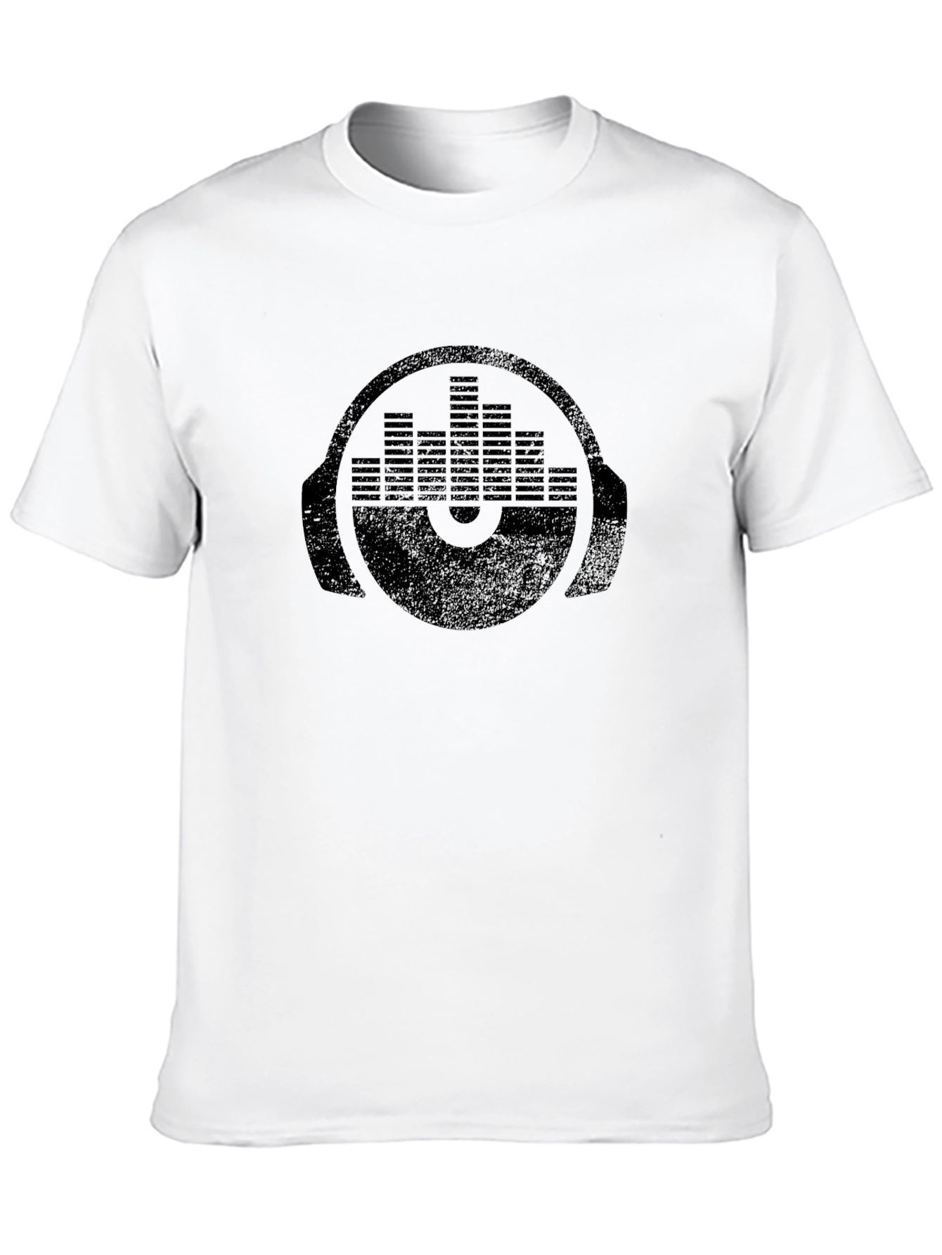 Black DJ Headphone Equalizer Graphic Tee - Black Cotton T-Shirt view 10