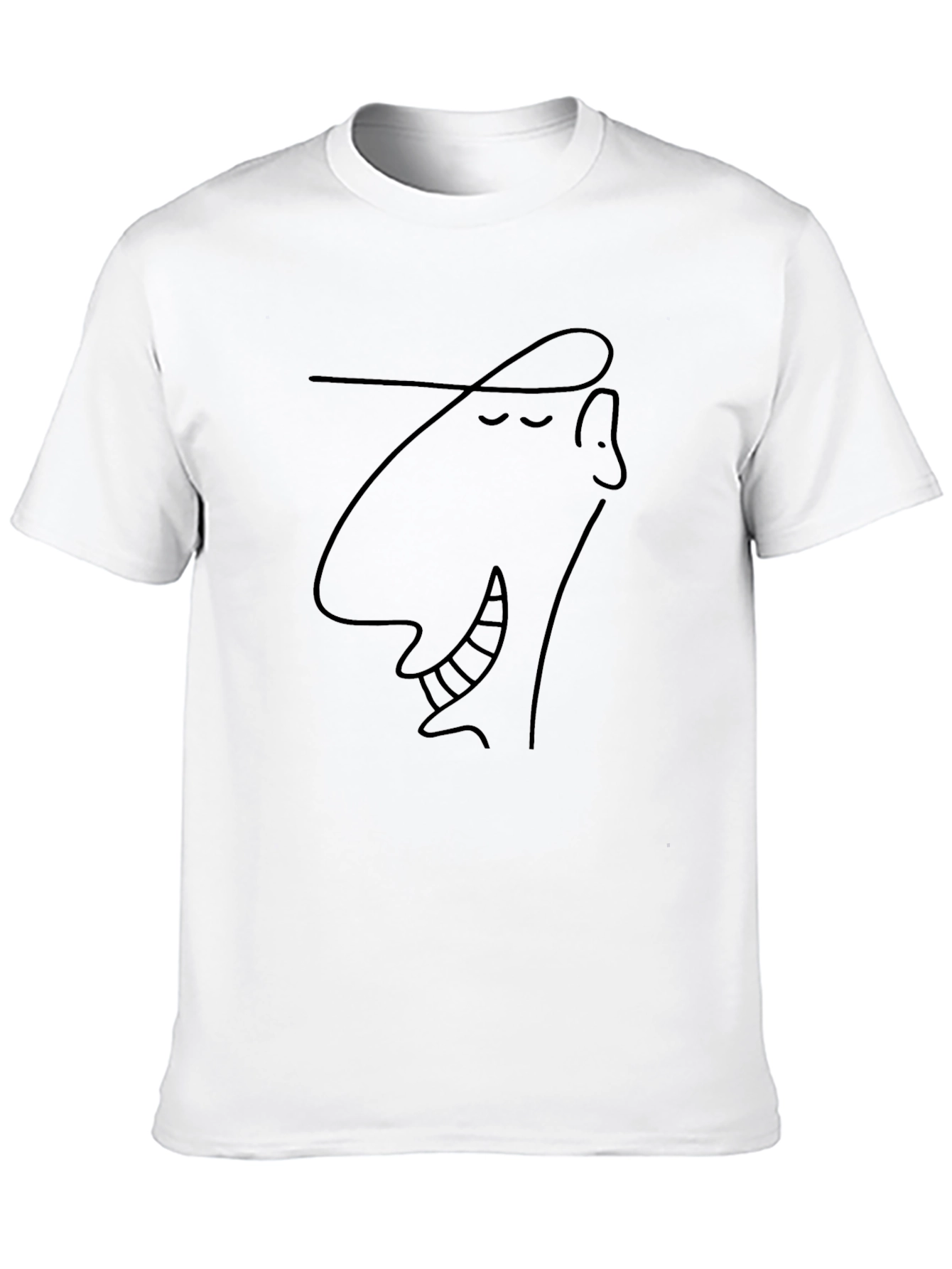 Black Abstract Face Line Art Graphic Tee - Black view 10