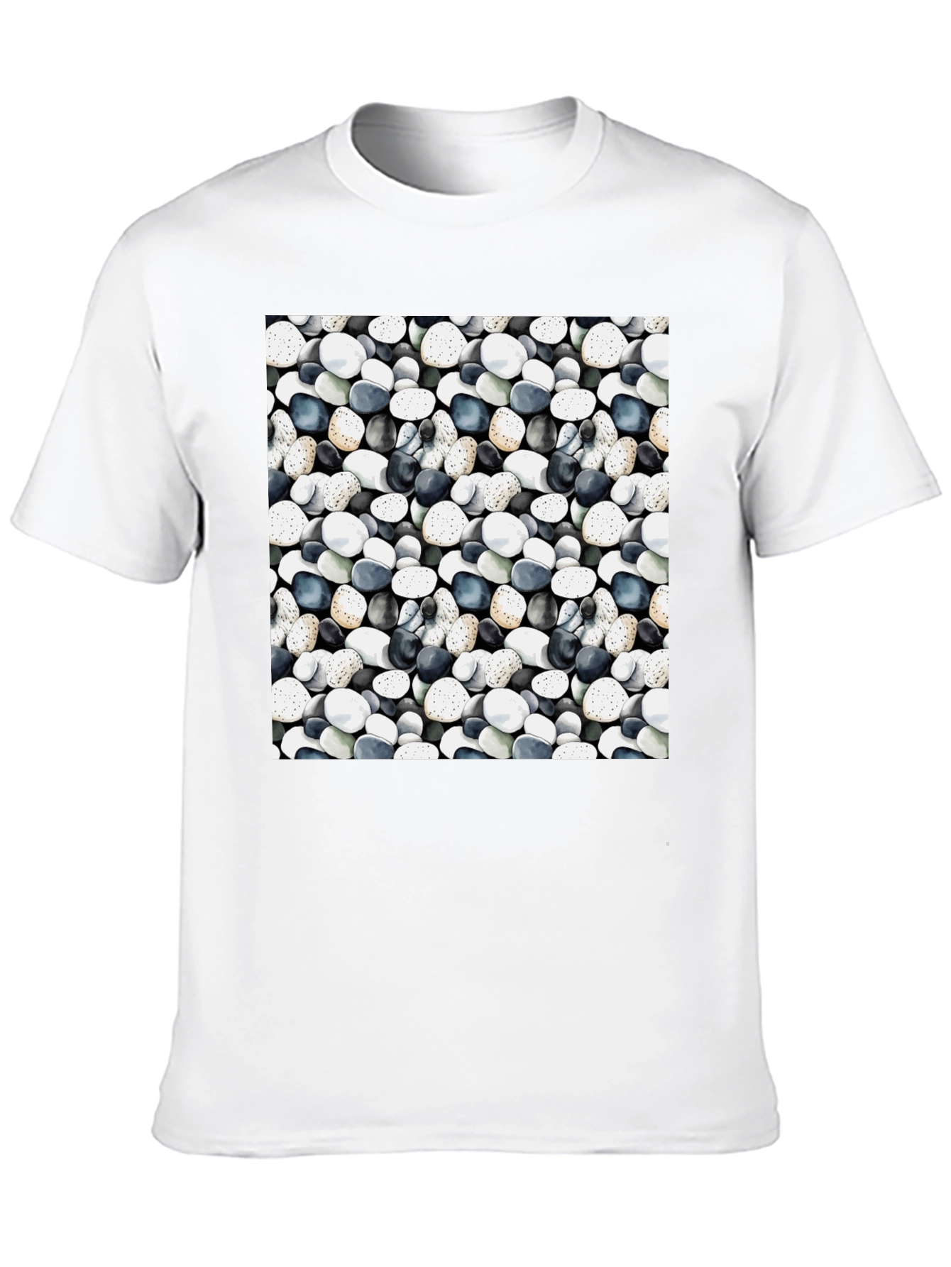 Black Pebble Pattern Black T-Shirt view 10