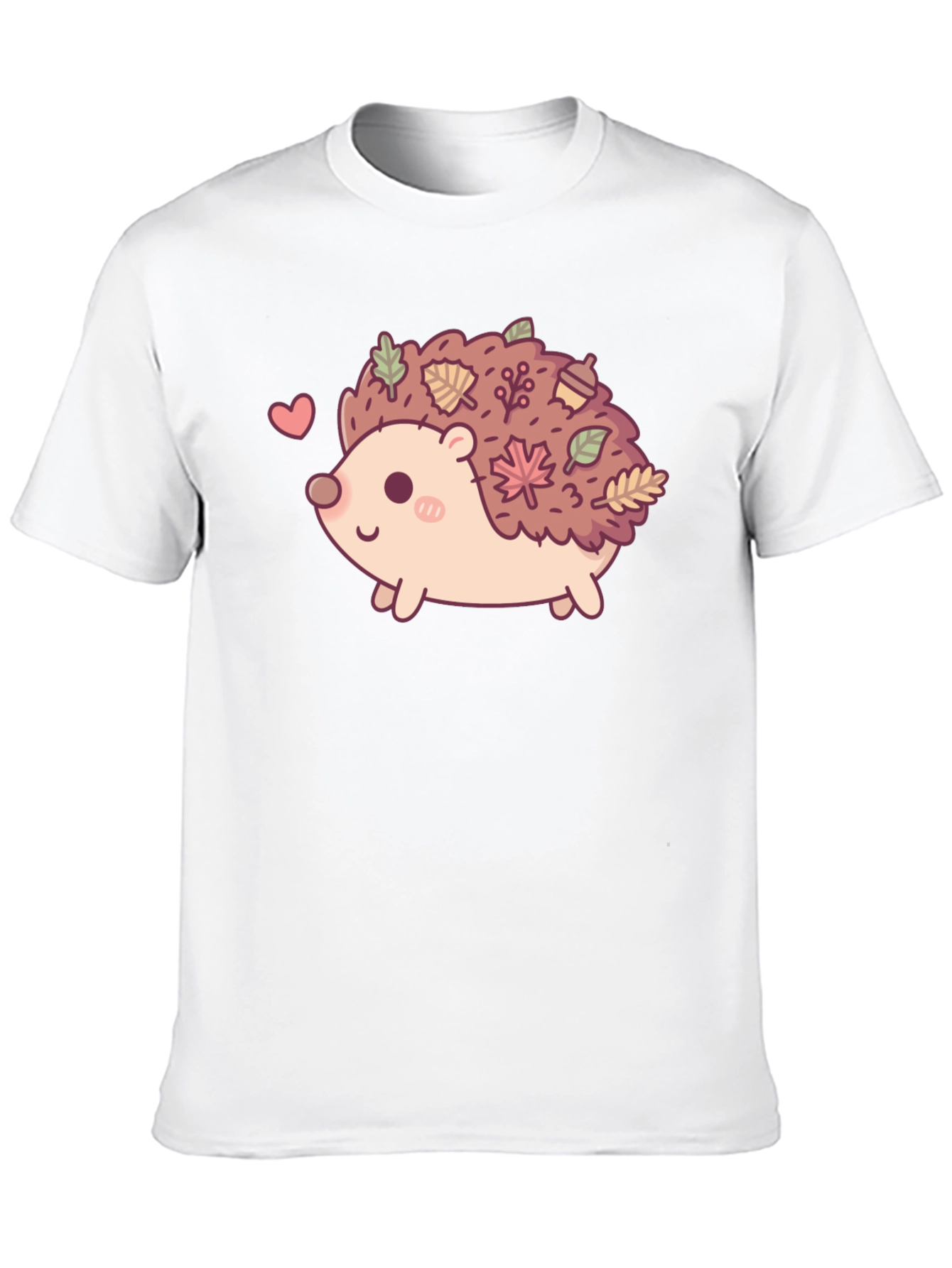 Black Cute Hedgehog Leaves Graphic Tee - Black view 10