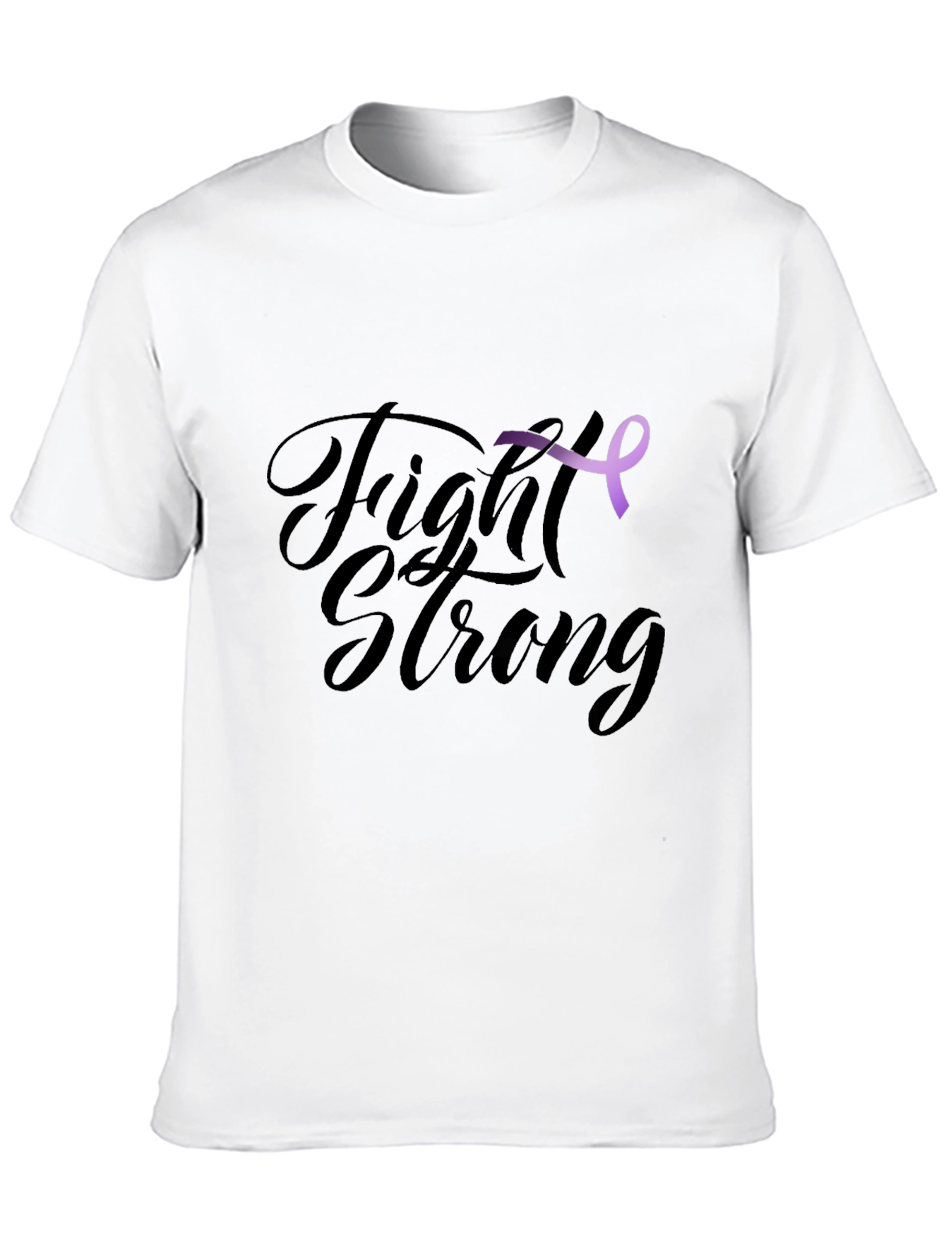 Black Fight Strong T-Shirt -  Purple Ribbon Design view 10