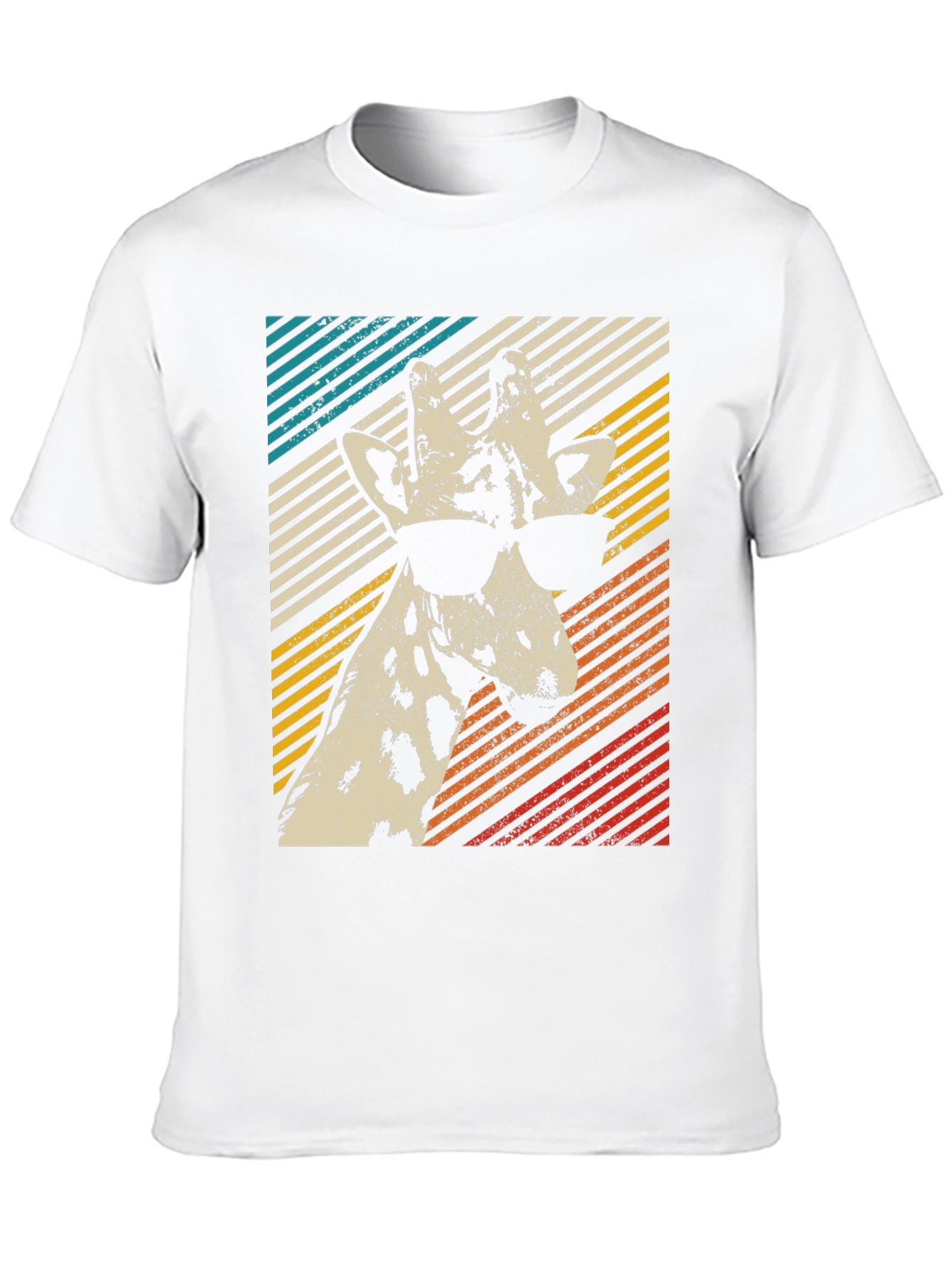 Black Cool Giraffe Retro T-Shirt view 10