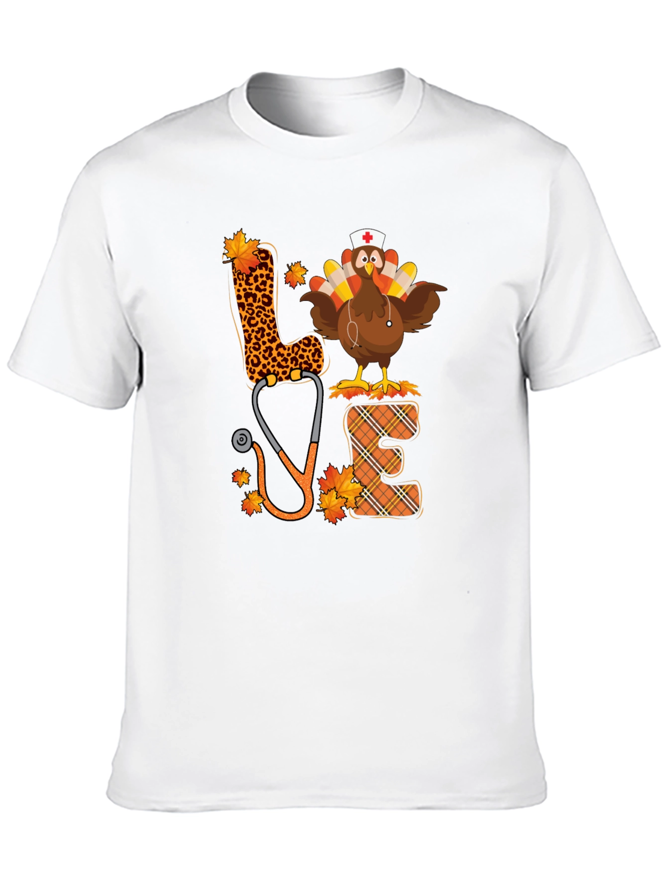 Black Turkey Nurse Love T-Shirt - Fall Thanksgiving Apparel view 10