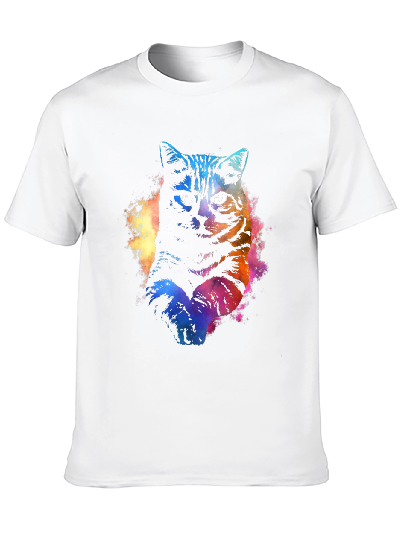 Black Watercolor Cat Graphic Black T-Shirt view 10