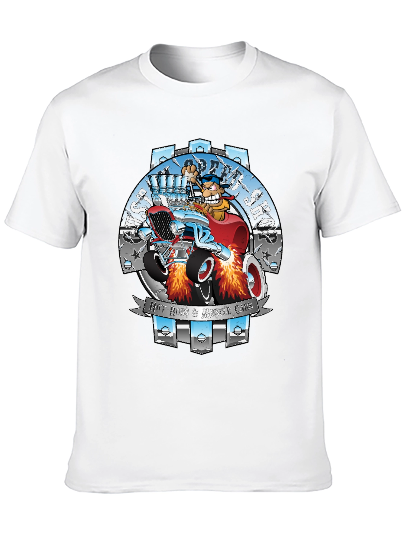 Black Hot Rods & Muscle Cars T-Shirt - Cartoon Design view 10