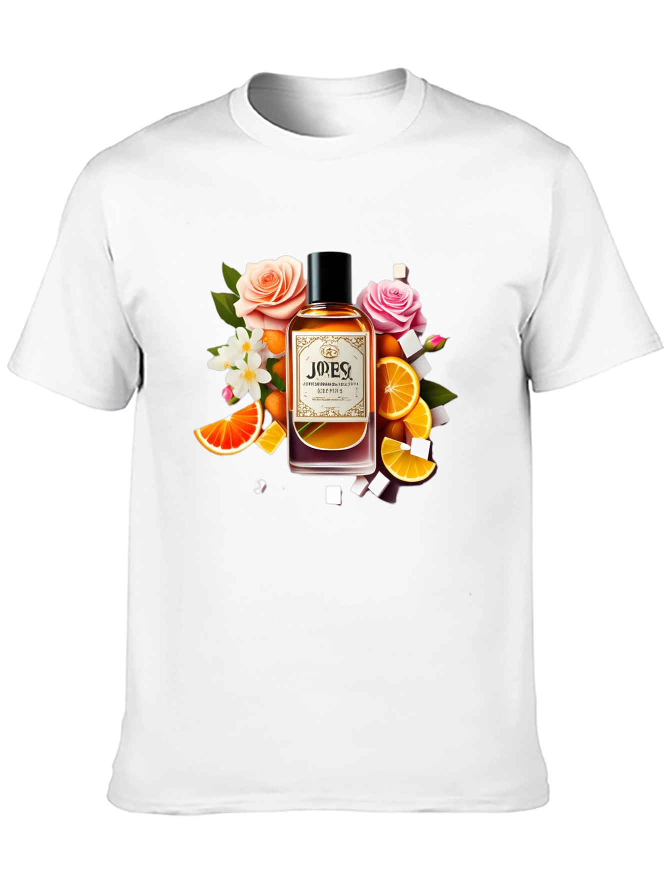Black Floral Citrus Perfume T-Shirt - Unique Design view 10