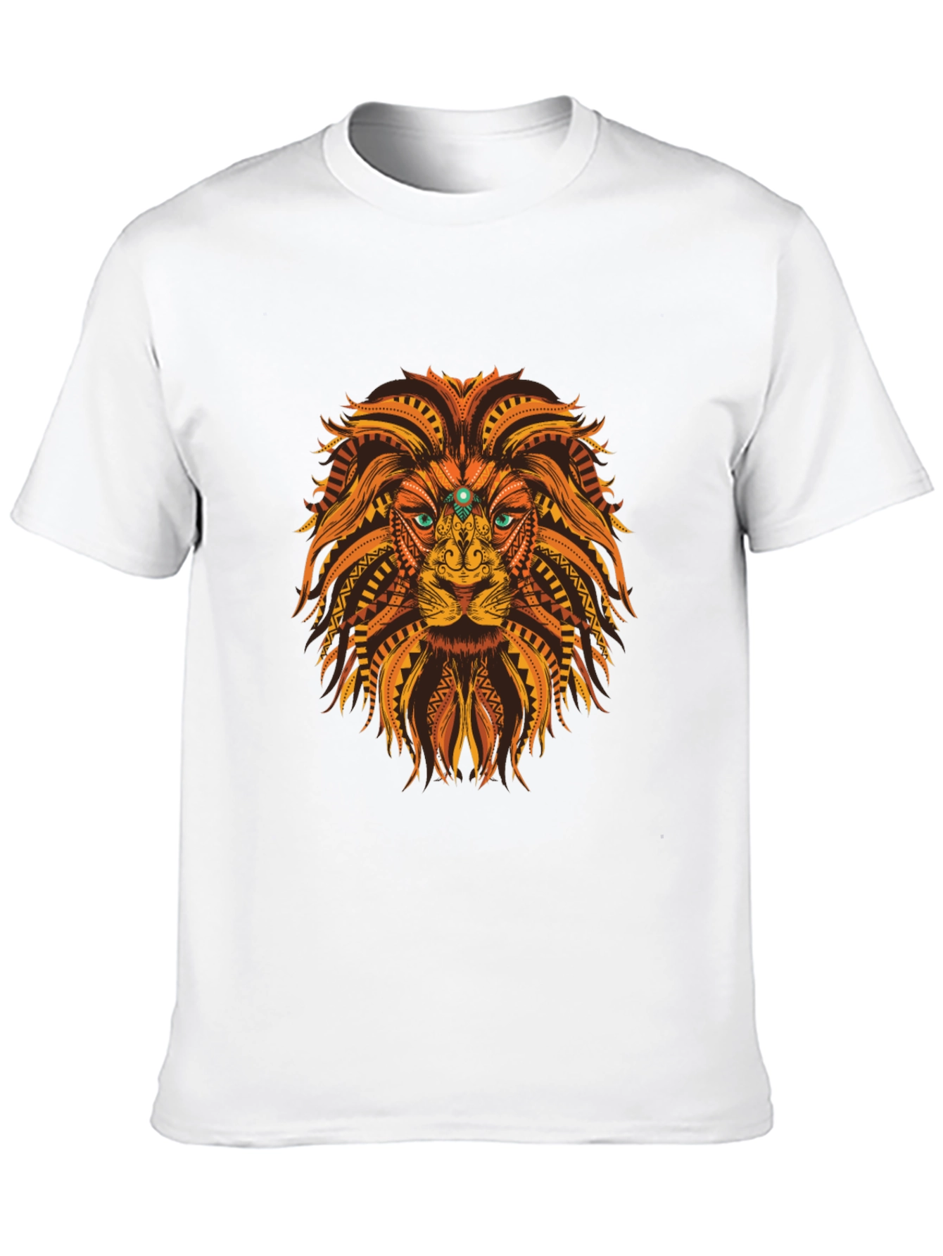 Black Tribal Lion Graphic Tee - Black Cotton T-Shirt view 10