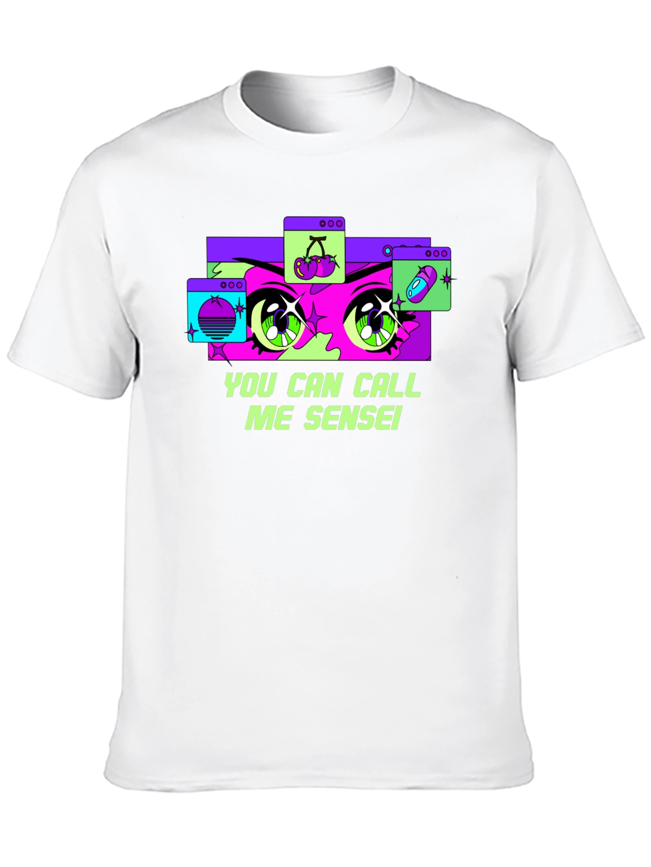 Black Anime Eyes Black T-Shirt - Call Me Sensei view 10