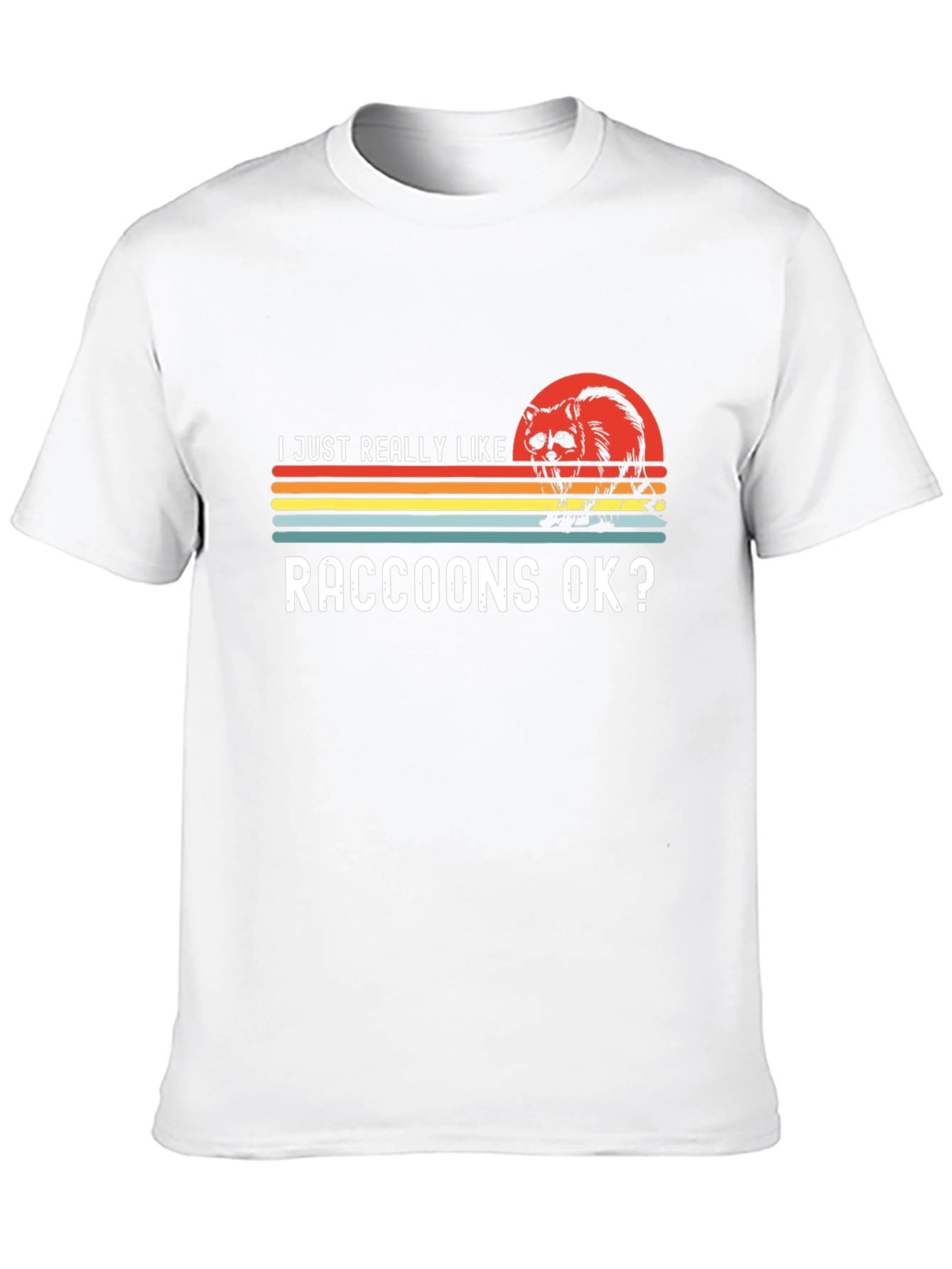 Black Raccoon Lover T-Shirt - Retro Sunset Design view 10