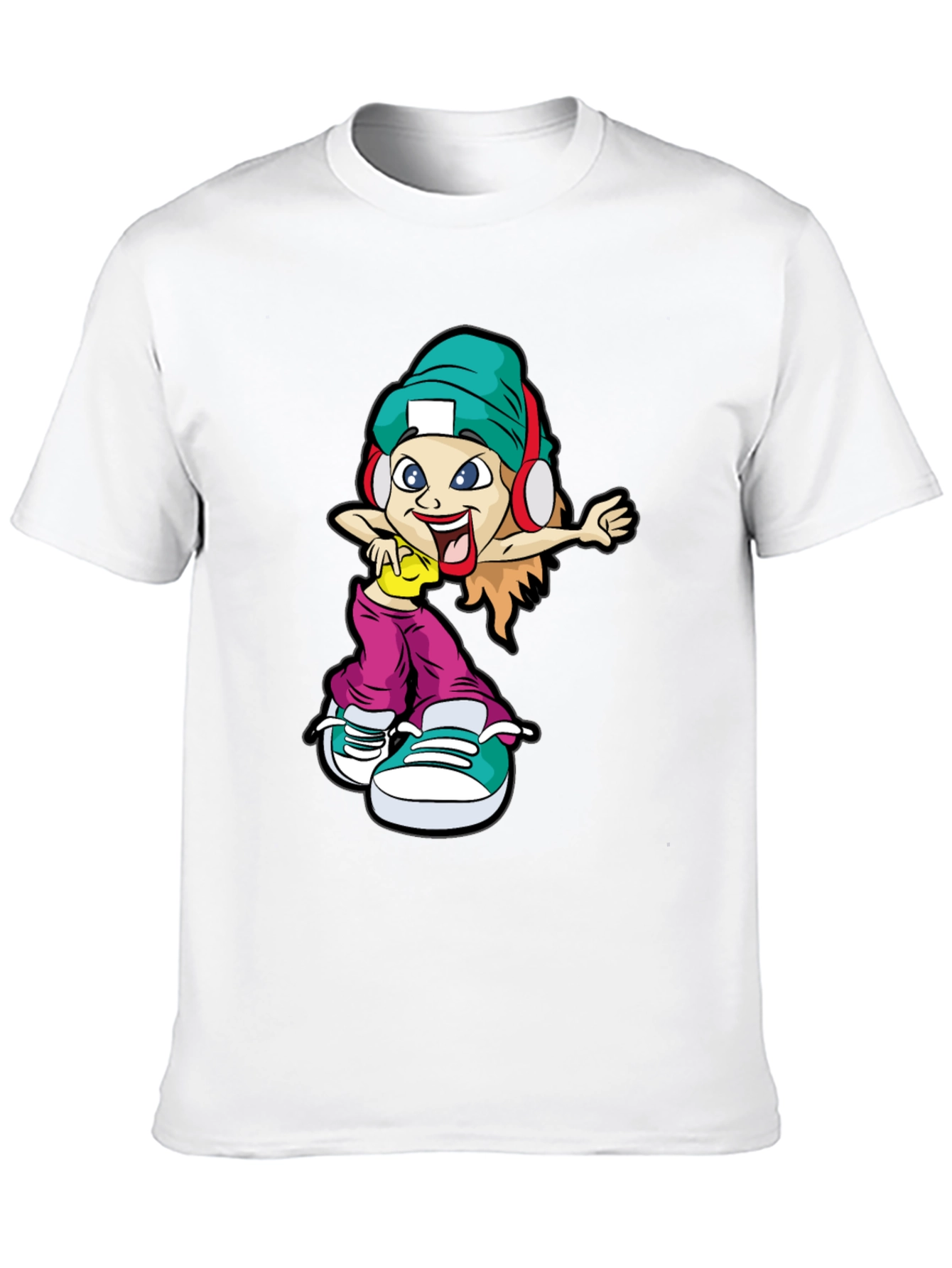 Black Cool Cartoon Girl Black T-Shirt view 10
