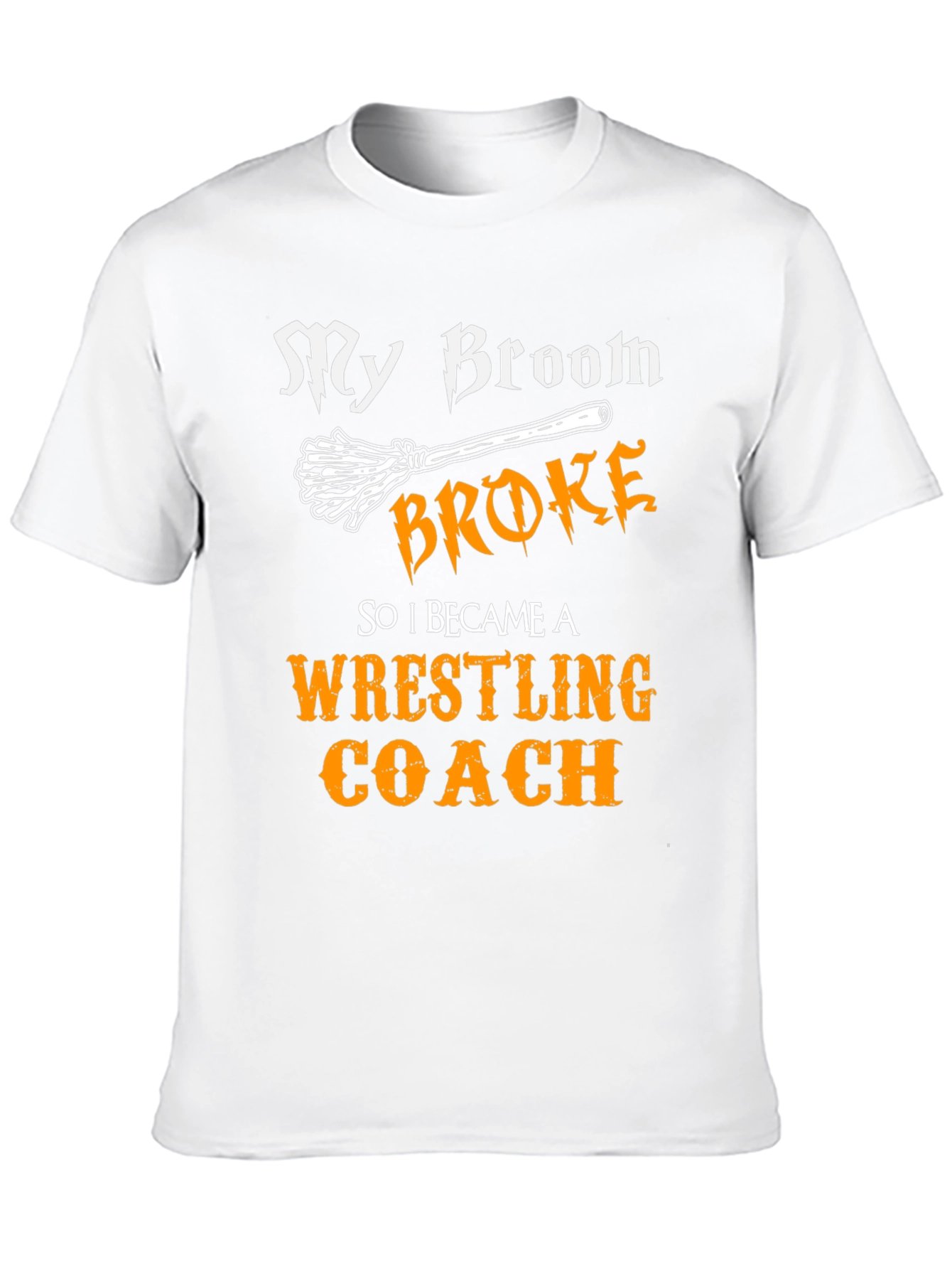 Black Funny Wrestling Coach T-Shirt - My Broom Broke view 10