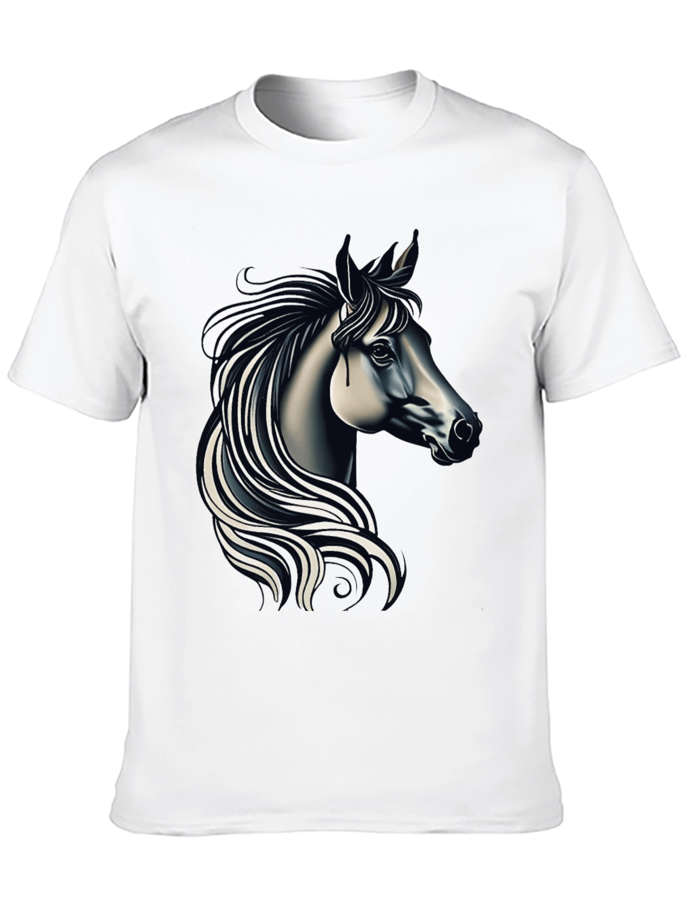 Black Black T-shirt with Elegant Horse Design view 10