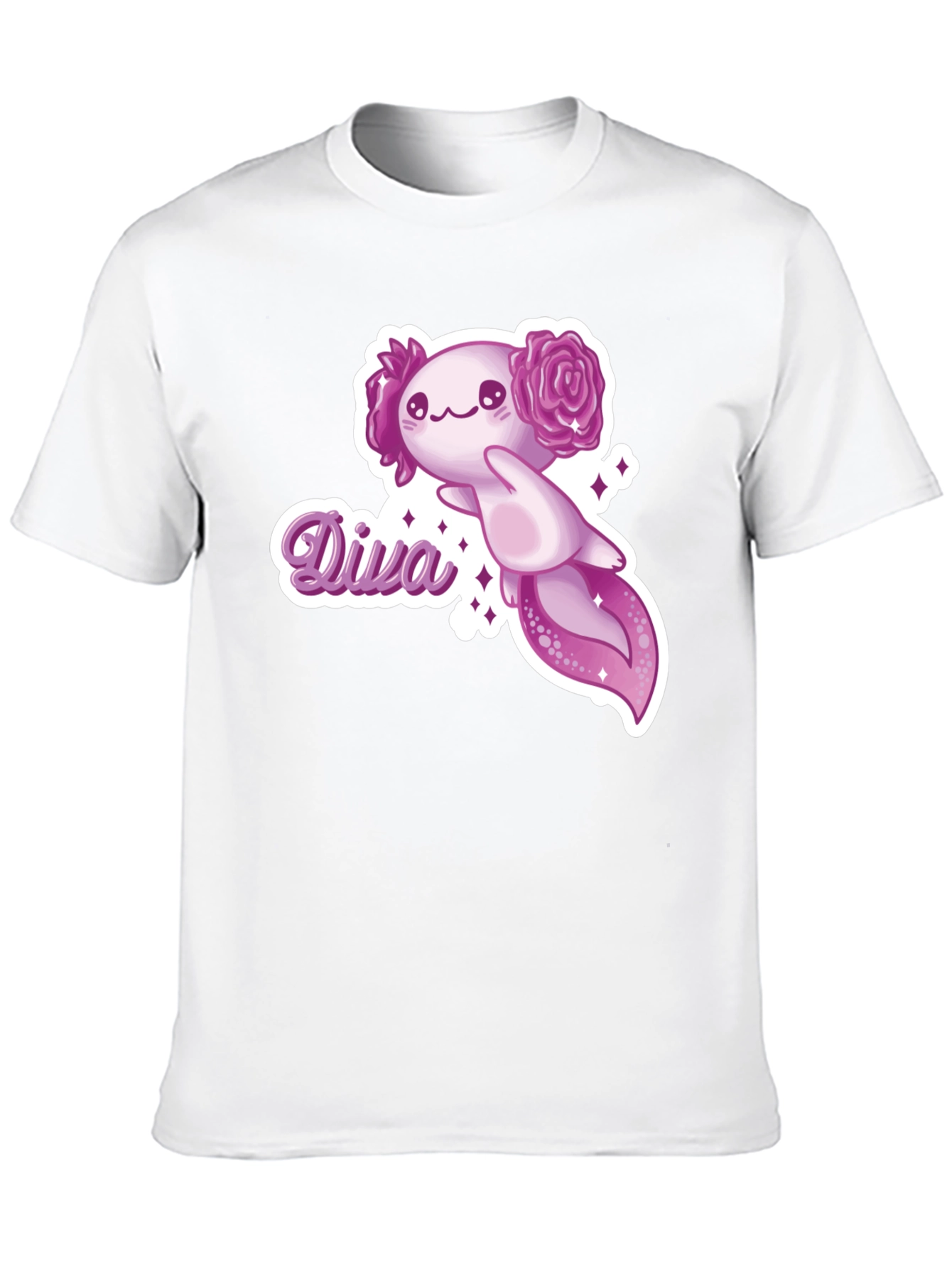 Black Diva Axolotl T-Shirt - Black Cotton Tee view 10