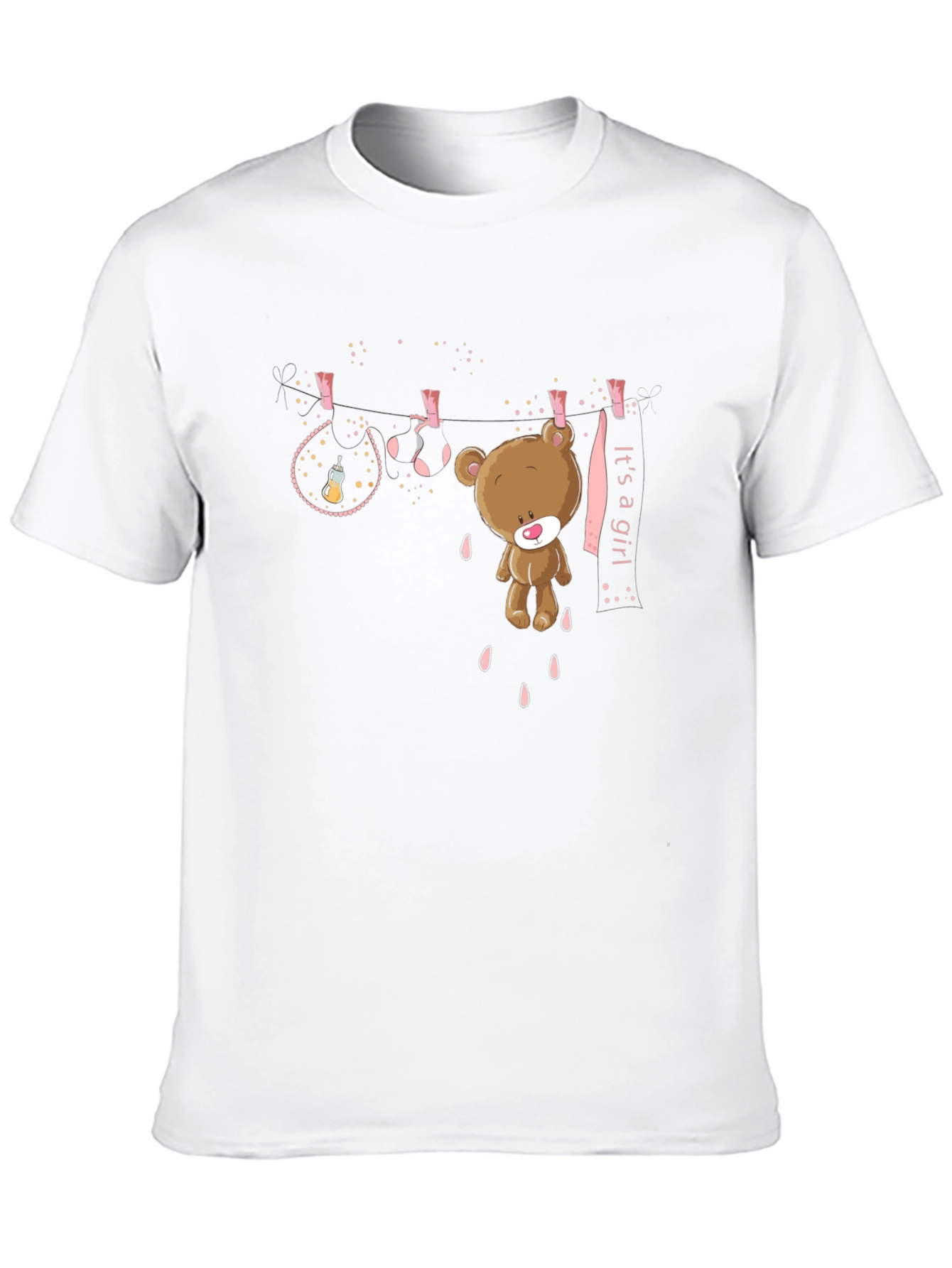 Black It's A Girl Teddy Bear Graphic T-Shirt view 10