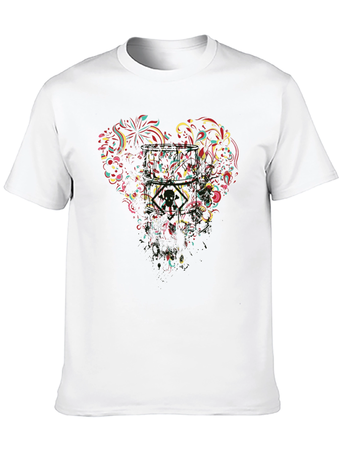 Black Floral Heart Graphic Black T-Shirt view 10