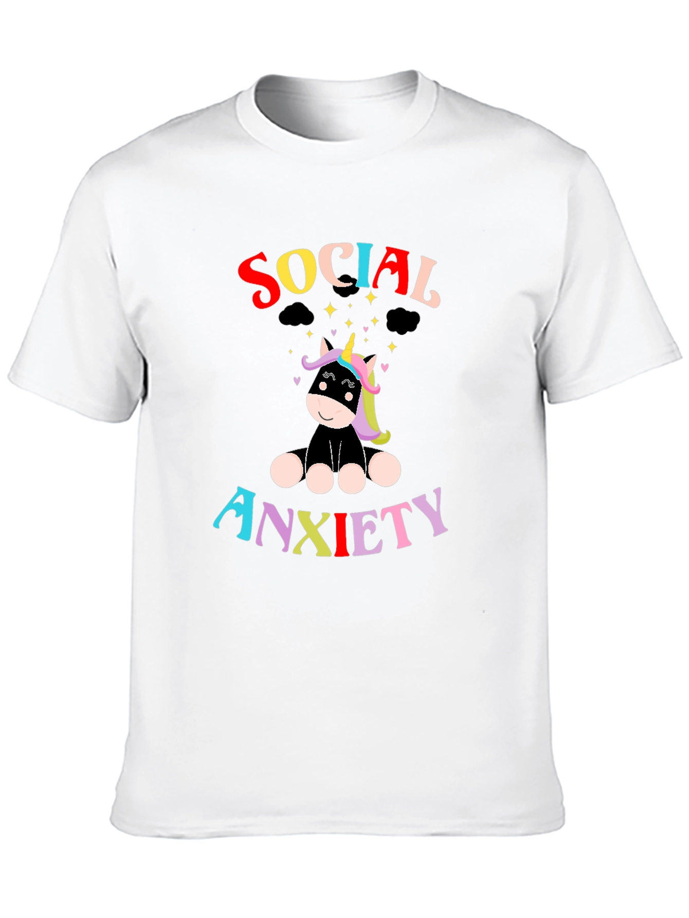 Black Social Anxiety Unicorn Graphic T-Shirt view 10
