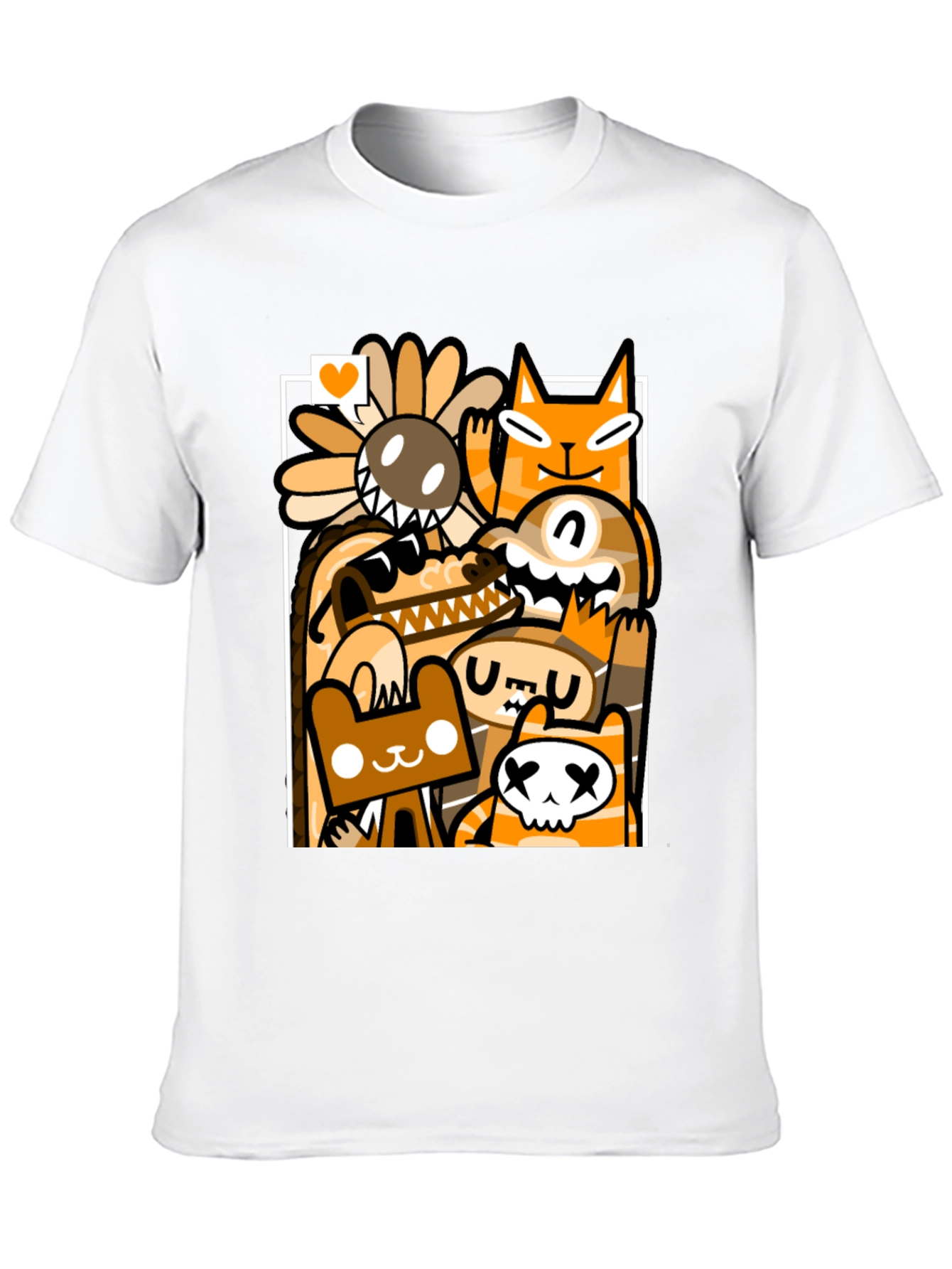 Black Cartoon Doodle Character Graphic Black T-Shirt view 10