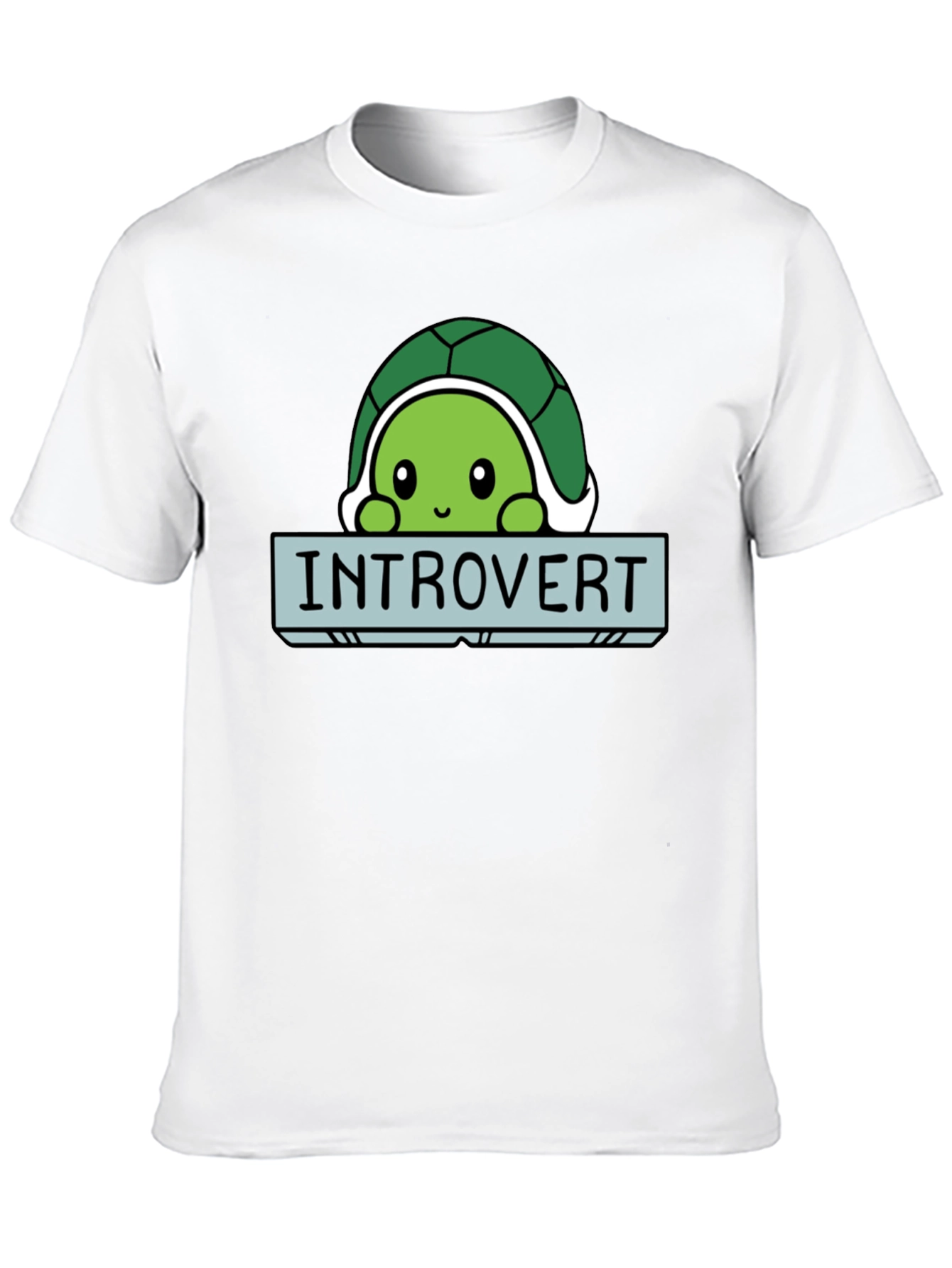 Black Introvert Turtle Graphic Tee - Soft Black Cotton T-Shirt view 10