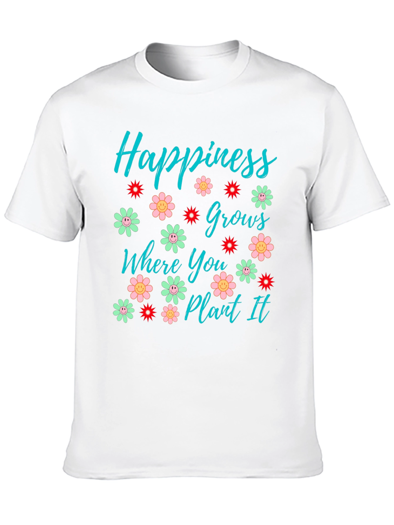 Black Happiness Grows T-Shirt - Floral Graphic Tee view 10