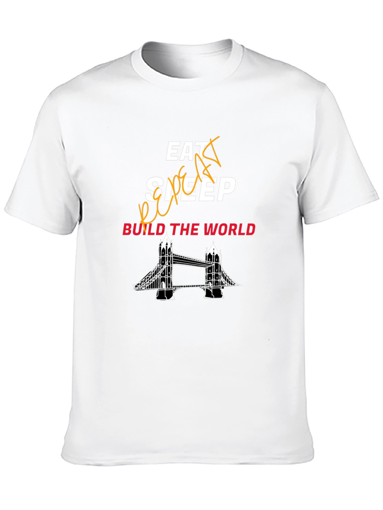 Black Eat Sleep Code Build the World Black Graphic Tee view 10