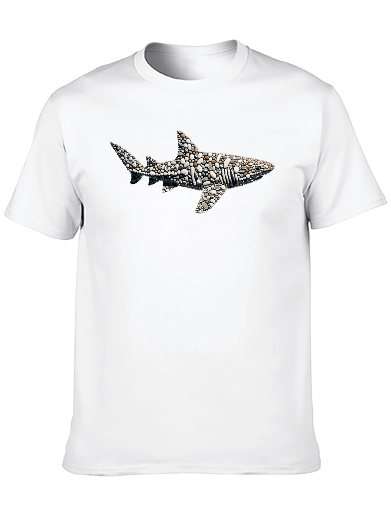 Black Stone Shark Graphic T-Shirt - Black Crew Neck Tee view 10