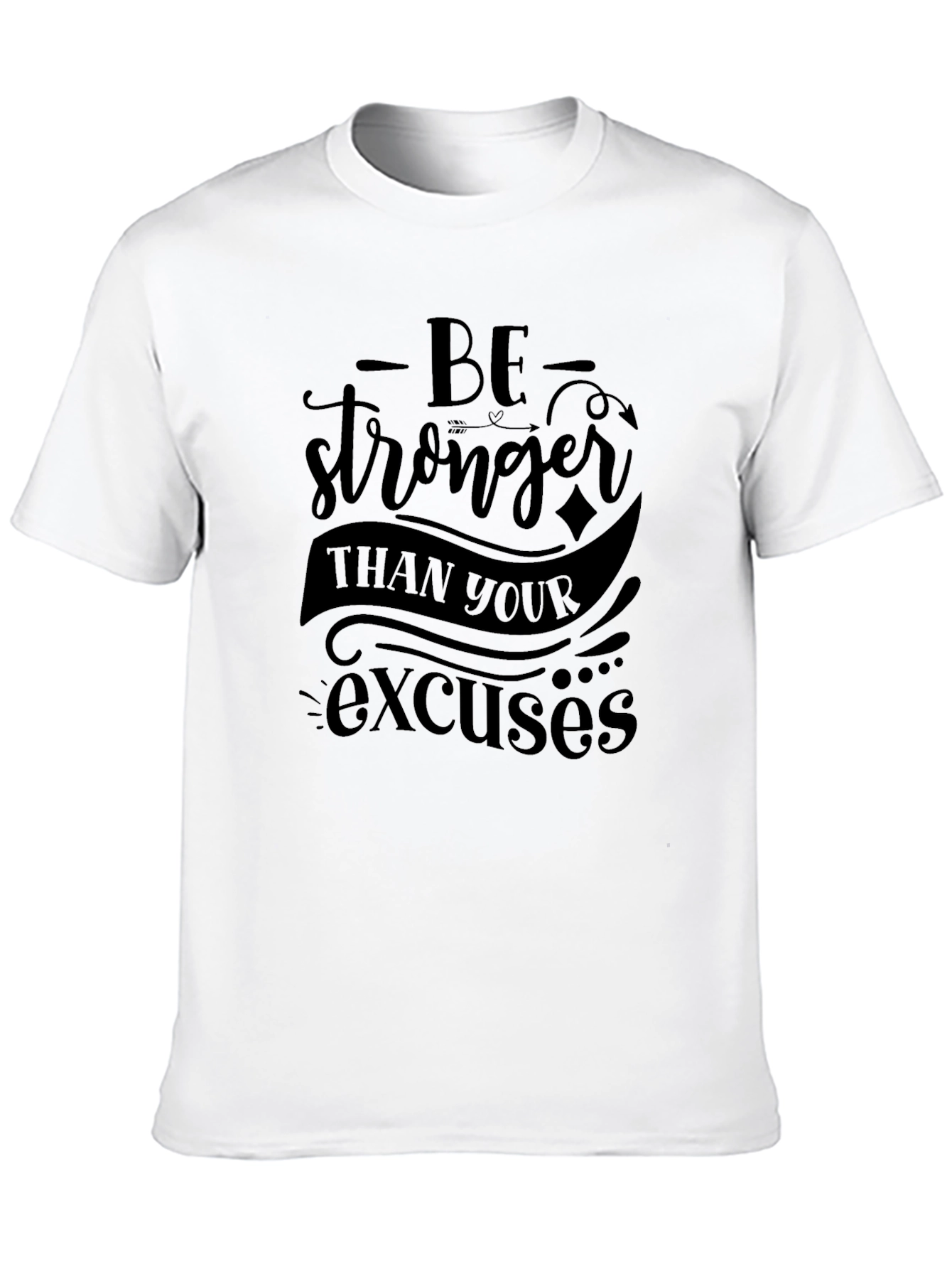 Black Motivational 'Be Stronger' Graphic T-Shirt view 10