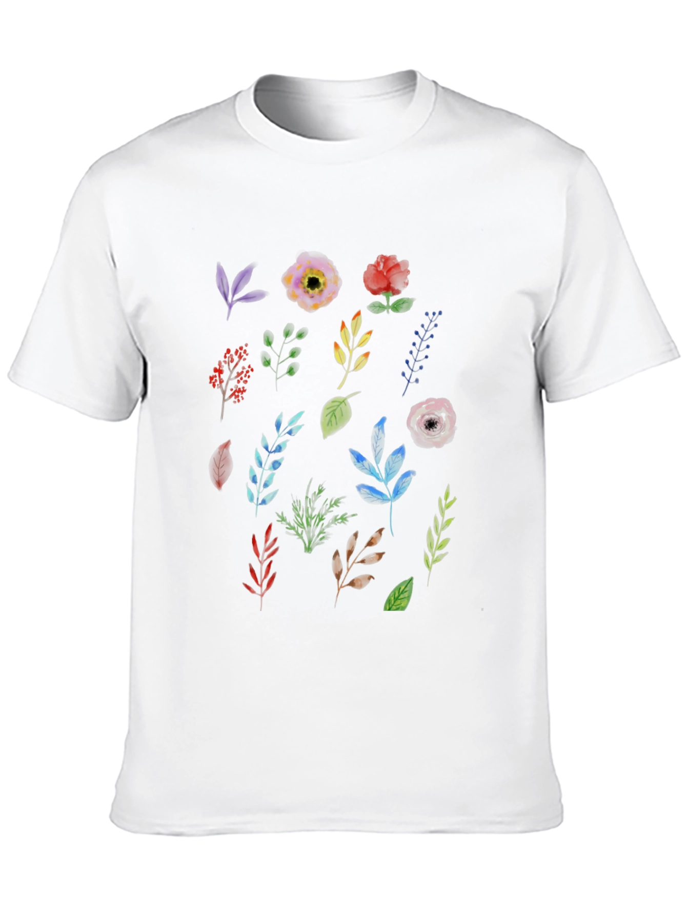Floral Botanical Print Black T-Shirt - 10