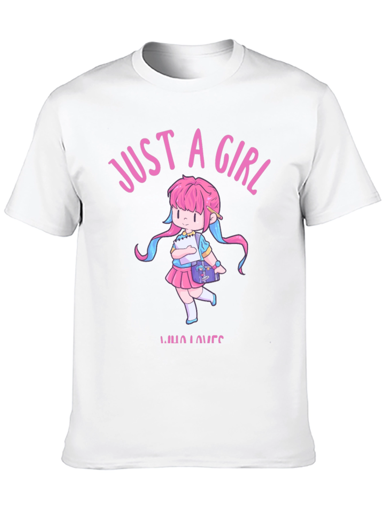 Black Just a Girl Who Loves Anime Black T-Shirt view 10