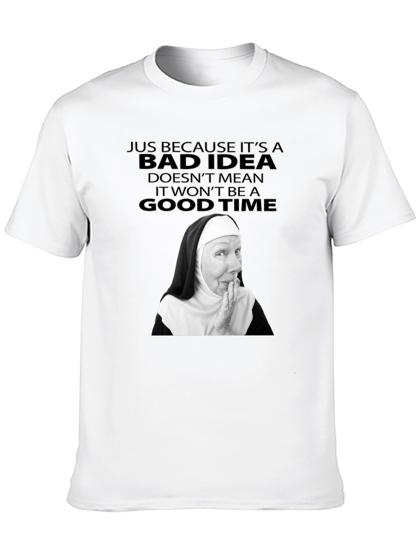 Black Funny Nun Bad Idea T-Shirt - Novelty Graphic Tee view 10