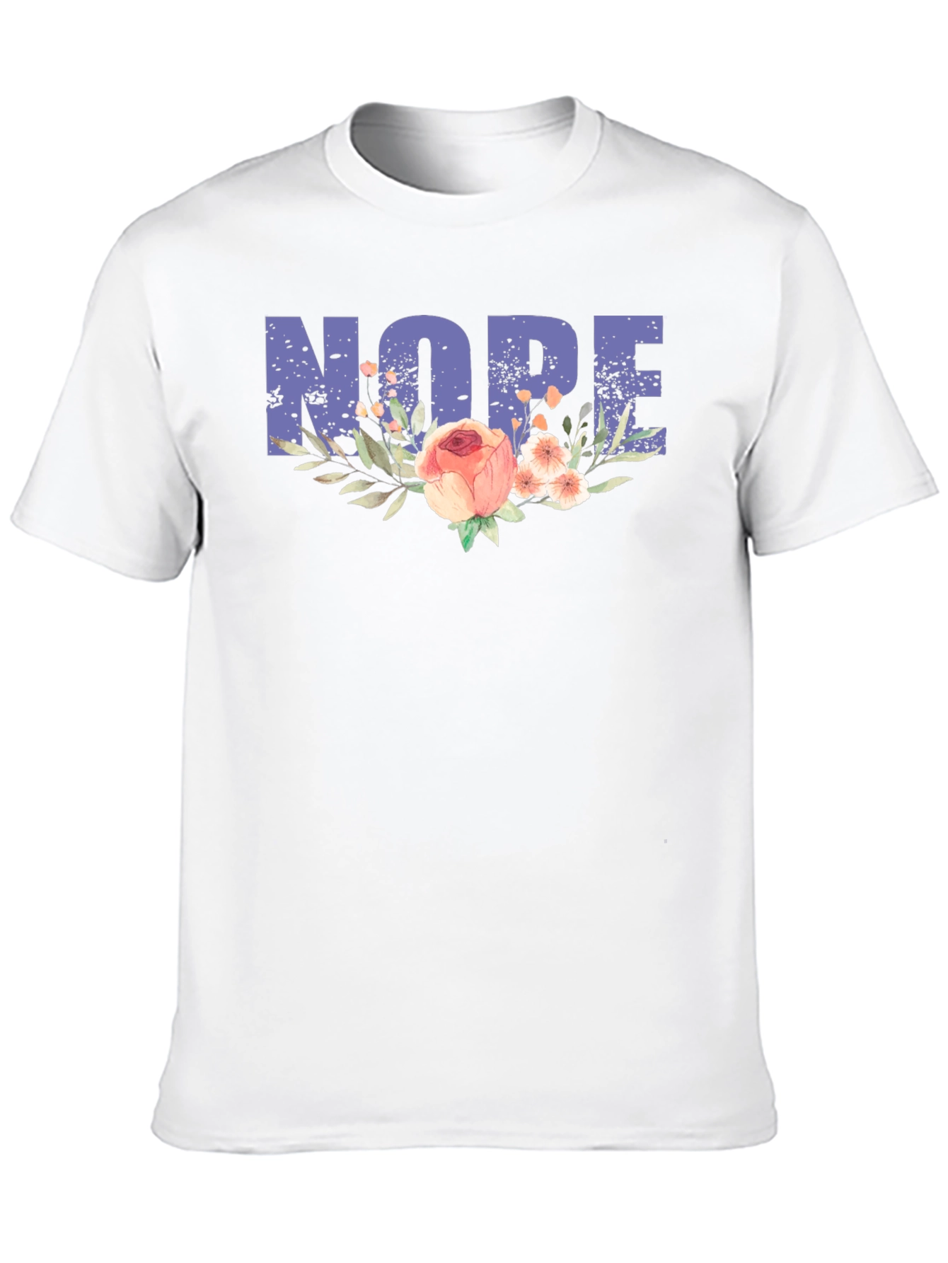 Black Nope Floral Graphic Tee - Unisex Black Cotton T-Shirt view 10