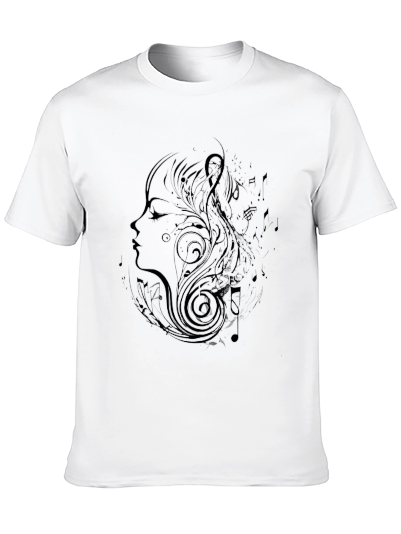 Musical Woman Graphic Black T-Shirt - 10