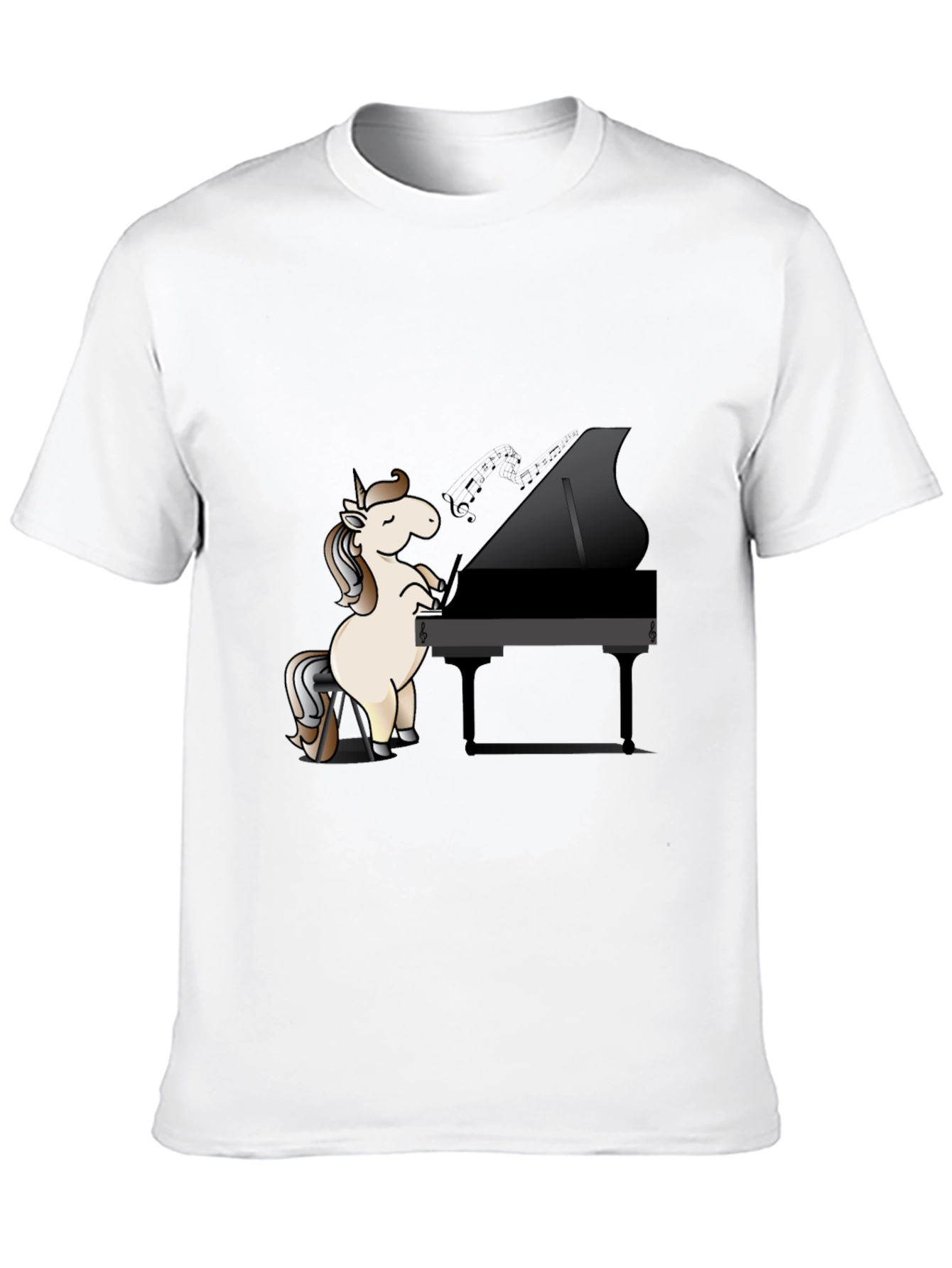 Black Unicorn Pianist Black T-Shirt view 10