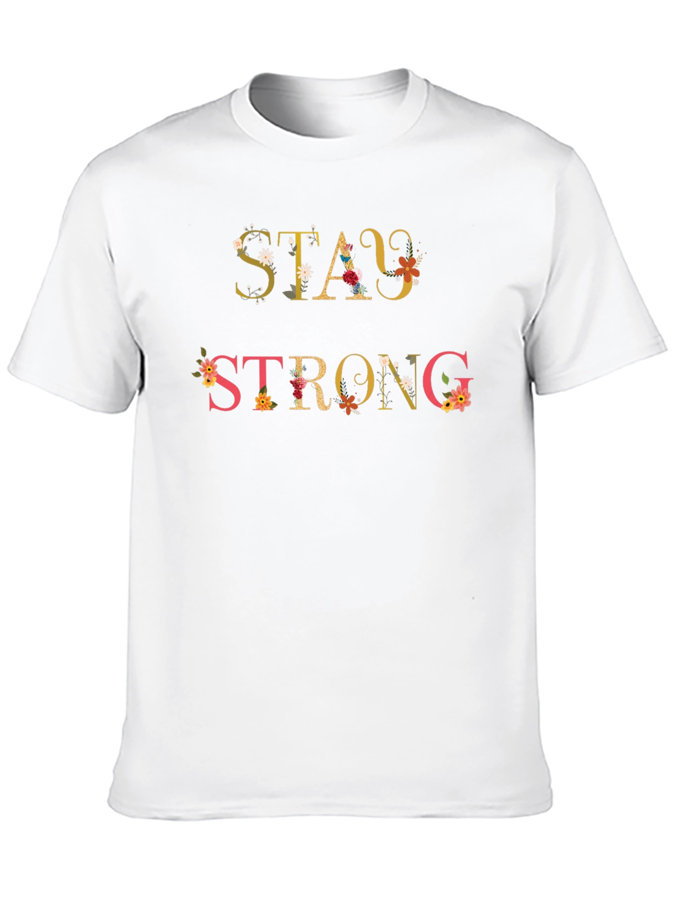 Black Stay Strong Floral Graphic Tee - Inspirational Shirt view 10