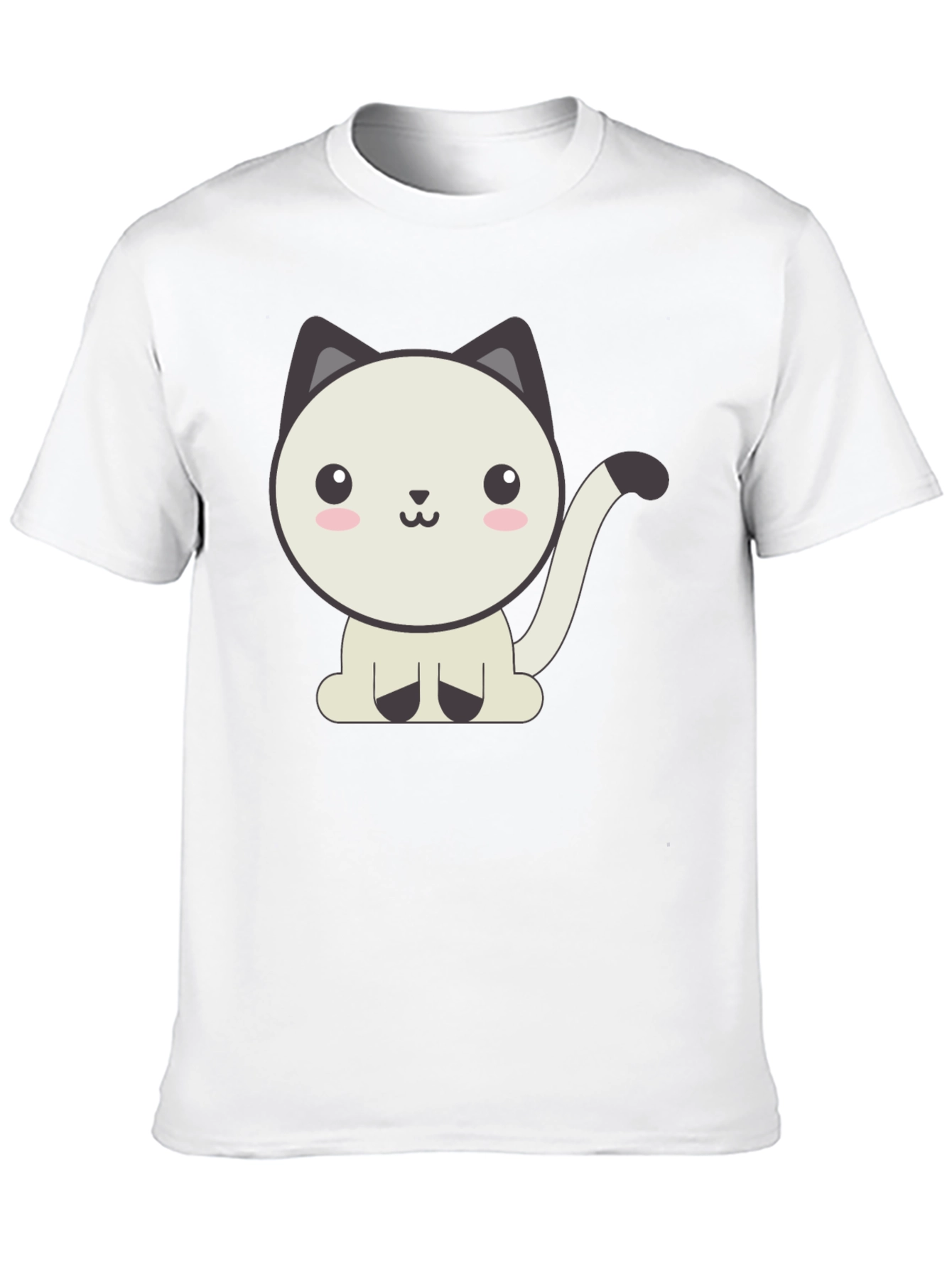 Black Cute Cartoon Cat Graphic Black T-Shirt view 10