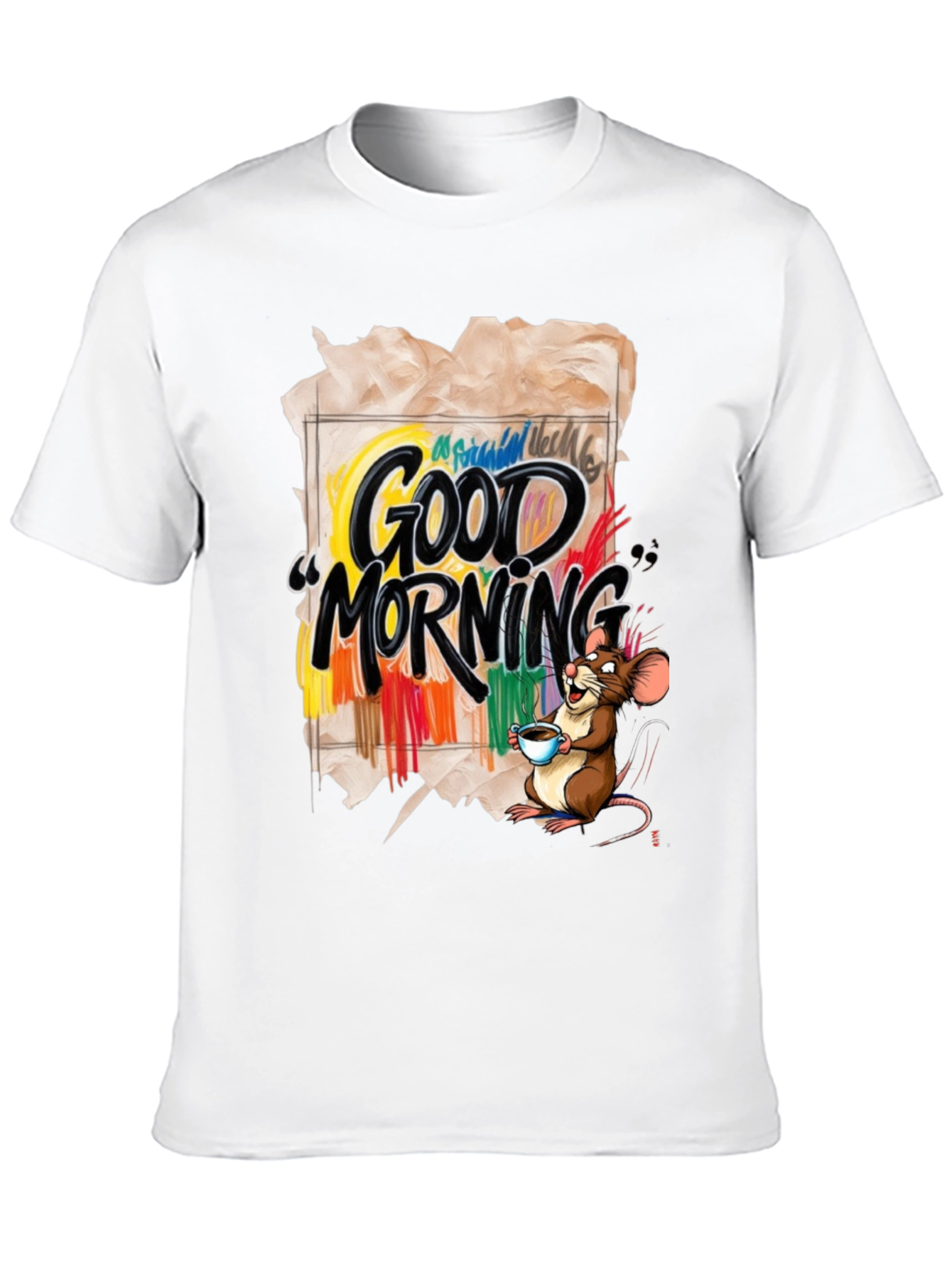 Black Good Morning Mouse Graphic T-Shirt view 10