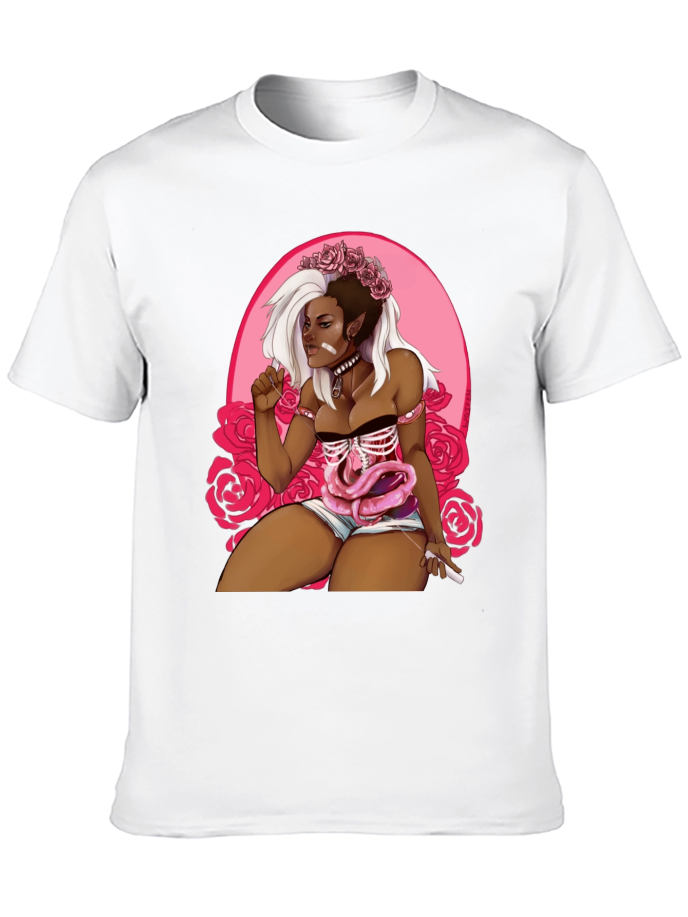 Black Gothic Floral Skeleton Ribcage T-Shirt view 10