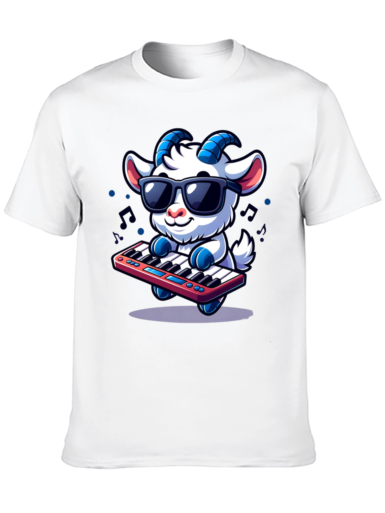 Black Cool Goat Keyboard Player Graphic Tee view 10