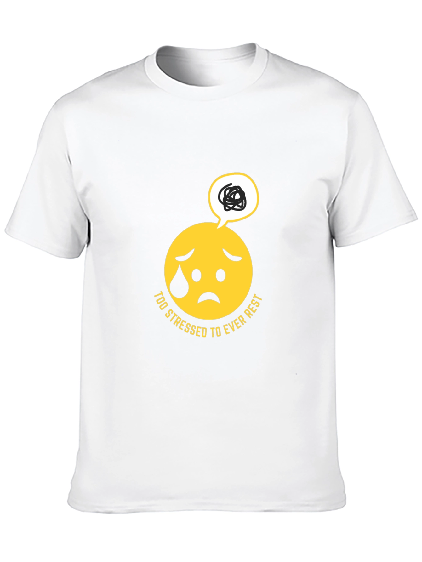Black Stressed Emoji Graphic Black T-Shirt view 10