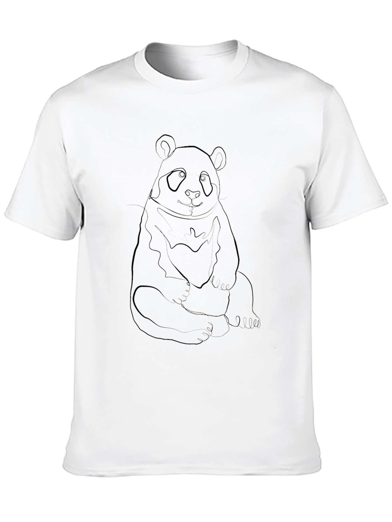 Black Panda Outline Black T-Shirt - Casual Style view 10